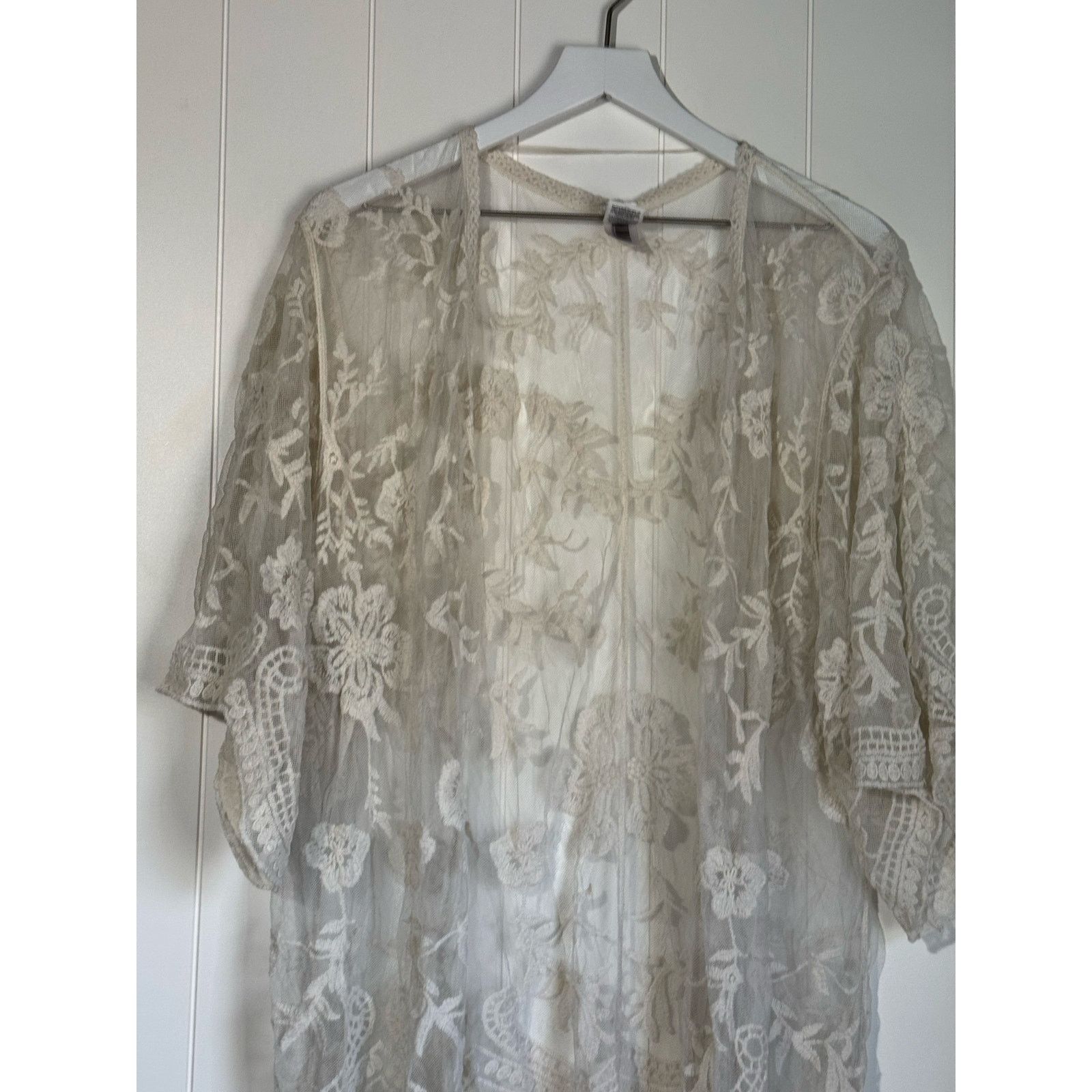 Other Kimono Cover-Up · Floral Cream Sheer Lace Small/Medium Size M / US 6-8 / IT 42-44 - 3 Thumbnail