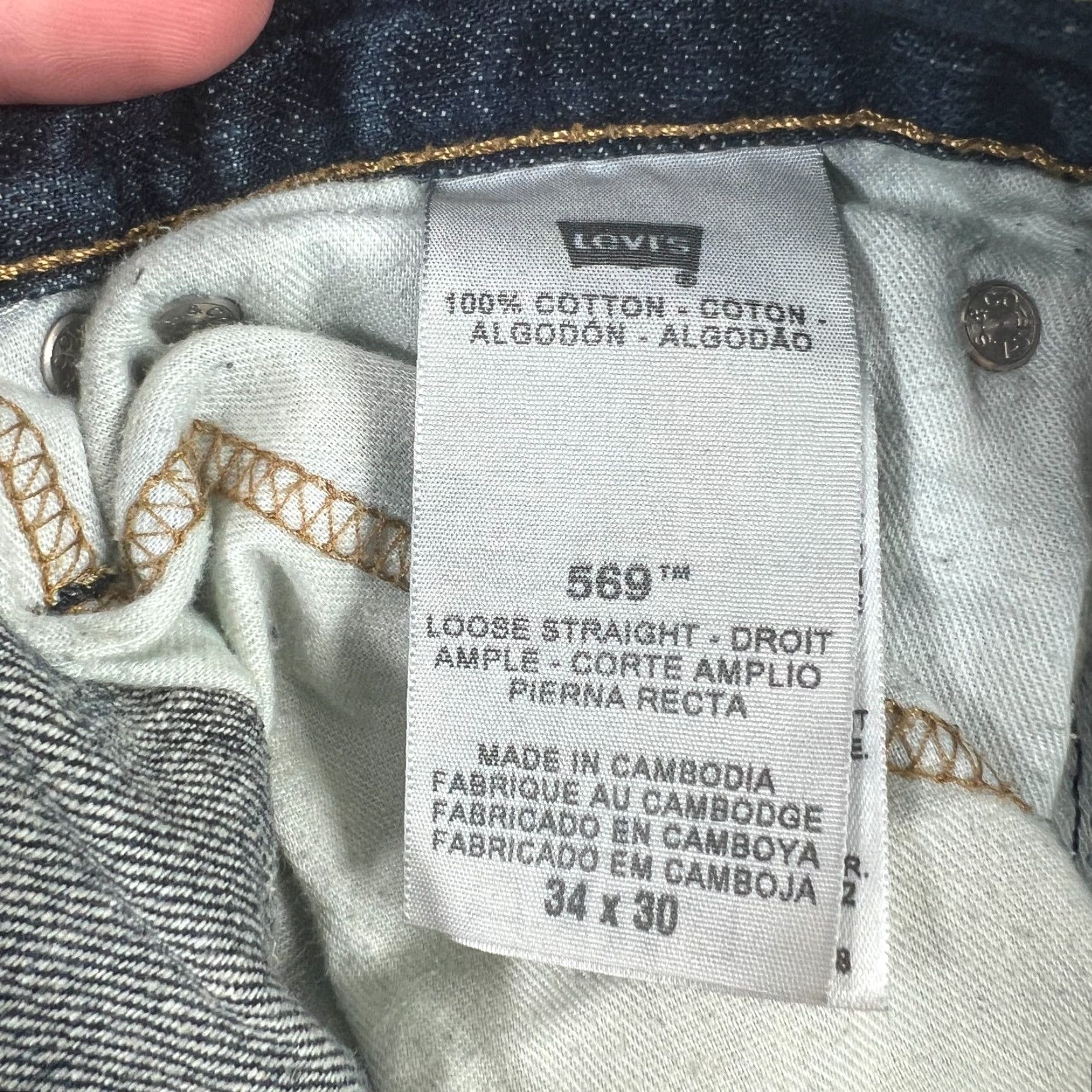 Levi's Levi's 569 Jeans Mens 36x28 Loose Fit Straight Leg Blue Dark Wash Size US 34 / EU 50 - 6 Thumbnail