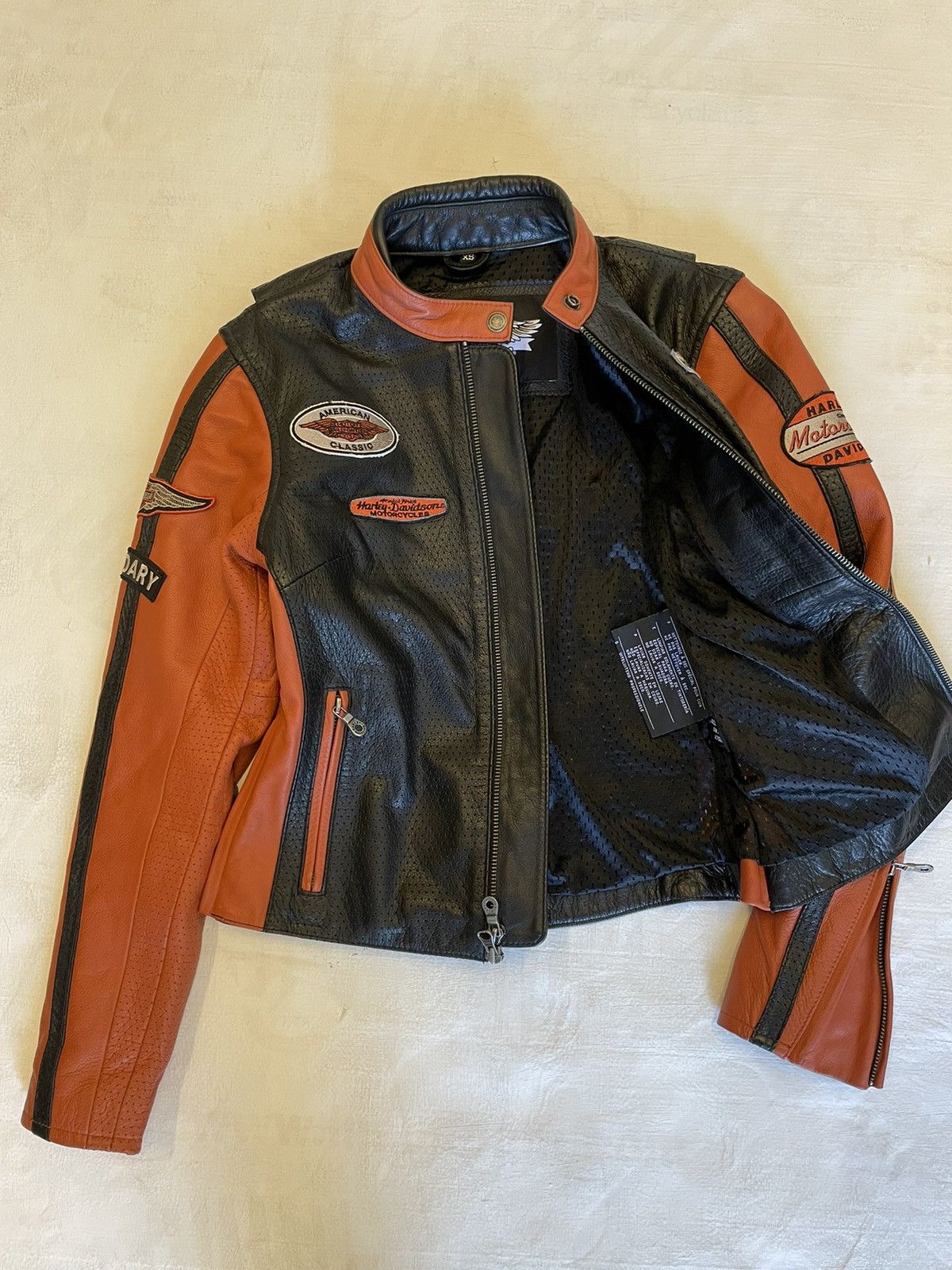 Harley Davidson Leather Cafe Racer Moto Jacket Size XS / US 0-2 / IT 36-38 - 2 Thumbnail