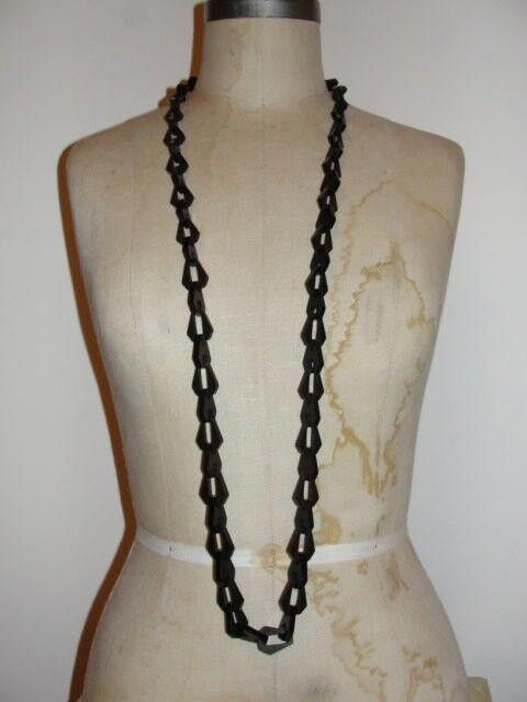 Handmade Flapper Vulcanite Chain Link Necklace Mourning Size ONE SIZE - 1 Thumbnail