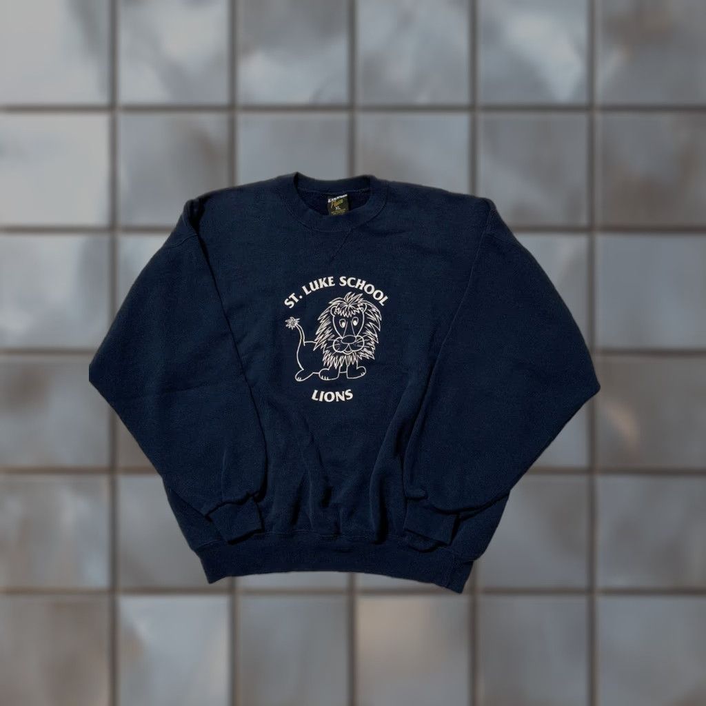 Soffe VINTAGE 90s Soffe Fleece Lions School Crewneck Sweatshirt Navy Blue XL Men Size US XL / EU 56 / 4 - 1 Thumbnail