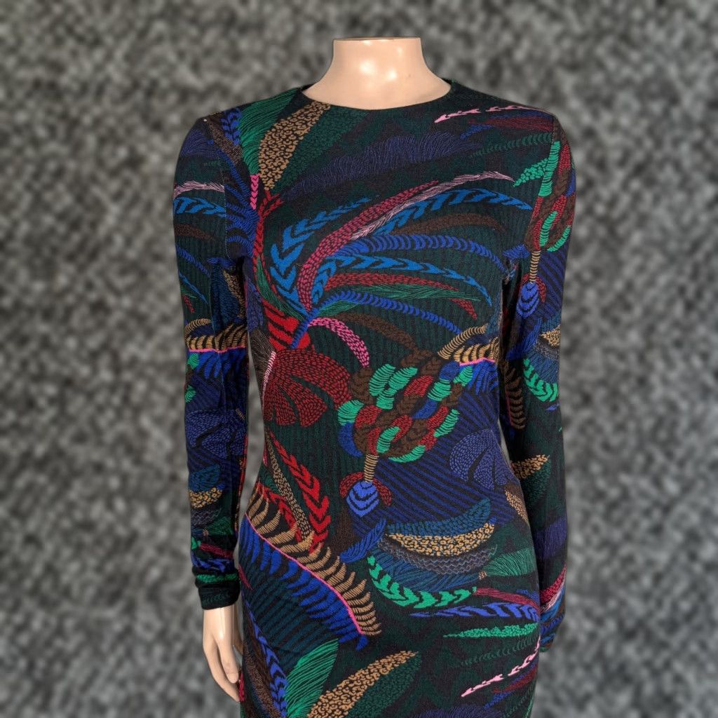 Farm Rio Farm Rio Dress Amazonia Night Midi XS Crew Neck Long Sleeve G3-6 Size XS / US 0-2 / IT 36-38 - 1 Thumbnail