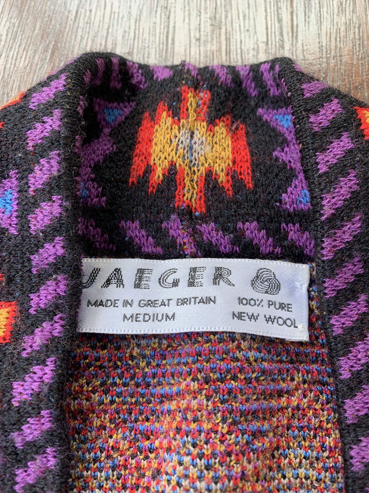 Jaeger 80s Jaeger London wool knitted native kimono cardigan Size US M / EU 48-50 / 2 - 3 Thumbnail