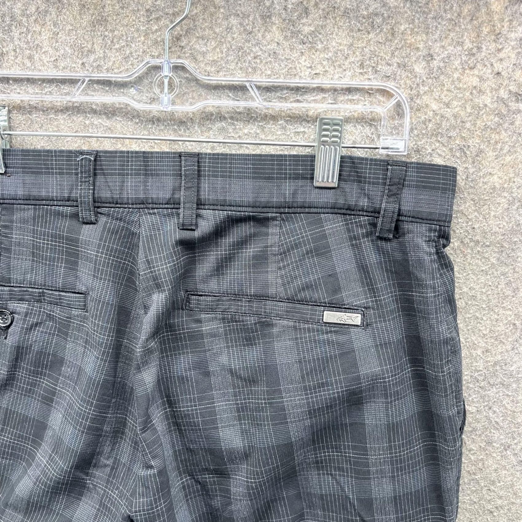 Vintage Greg Norman For Tasso Elba Pants Mens 32x30 Gray Plaid Slim Fit Stretch Golf Pants Washed Gray Black Plaid Mens Regular 32 Inseam 30in Size US 32 / EU 48 - 6 Thumbnail