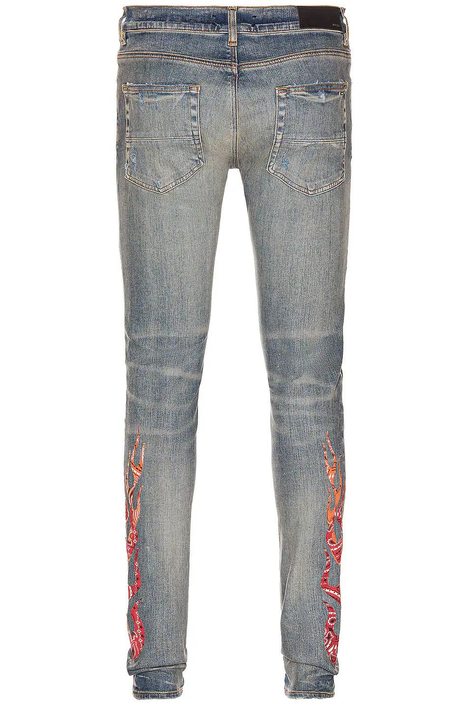 Amiri o1mle0426 Bandana Flame Jeans in Clay Indigo Orange/Blue Size US 36 / EU 52 - 2 Thumbnail