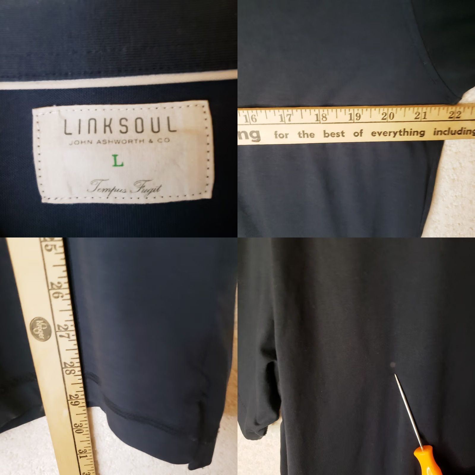 Vintage LinkSoul Men's L Black Short Sleeve Polo Shirt w Pocket Logos Size US L / EU 52-54 / 3 - 9 Thumbnail