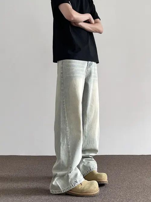 VIBE Light Blue Stacked Denim Jeans, Flared Baggy Jeans Size US 30 / EU 46 - 7 Thumbnail