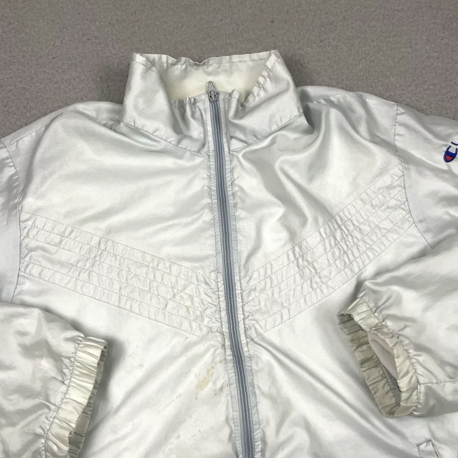 Champion VINTAGE Champion Jacket Mens M Silver Embroidered Windbreaker 80s Rare Size US M / EU 48-50 / 2 - 2 Thumbnail