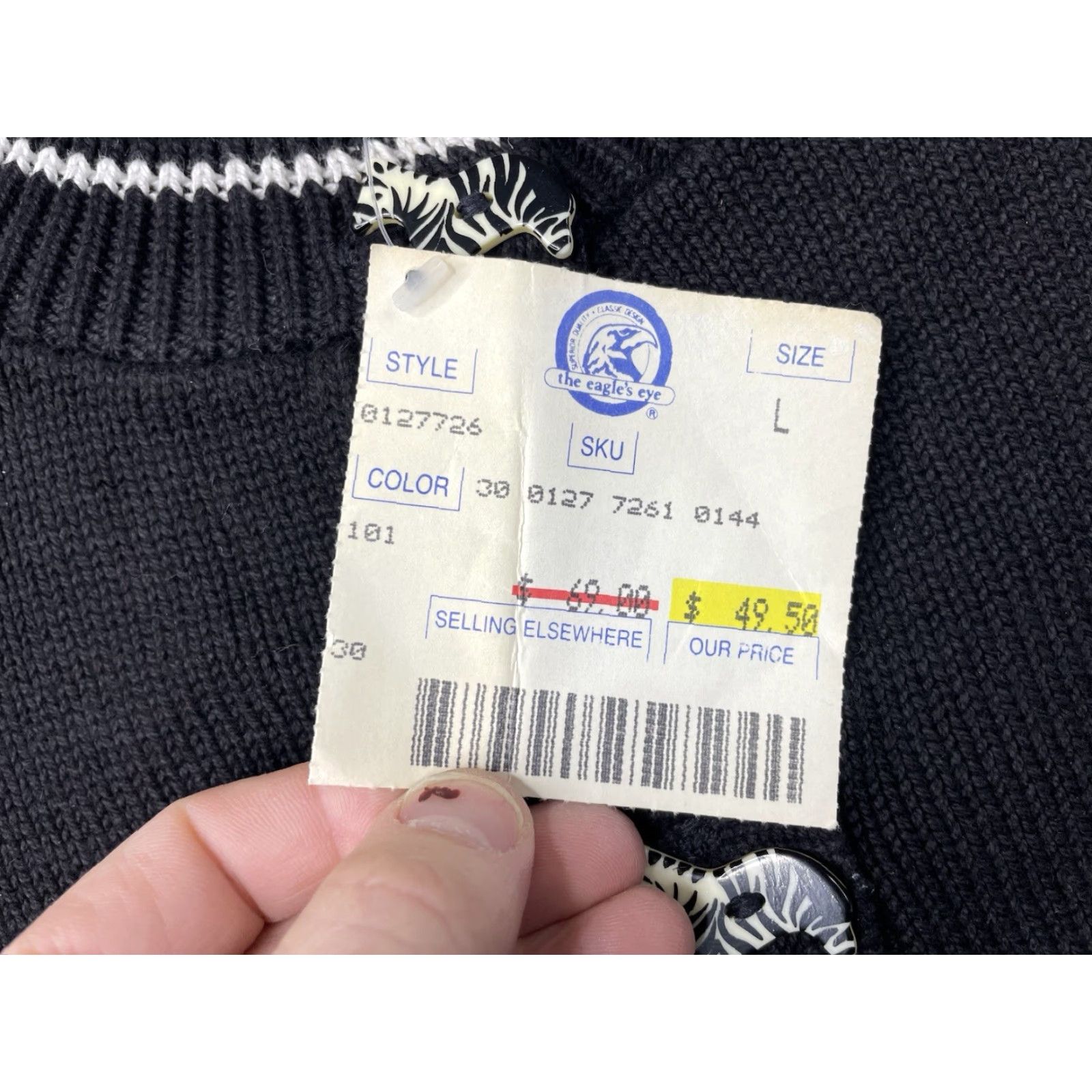 Vintage VINTAGE Eagles Eye Zebra Cardigan Kit Sweater Button Black Womens Large L Adult Women Size L / US 10 / IT 46 - 3 Thumbnail