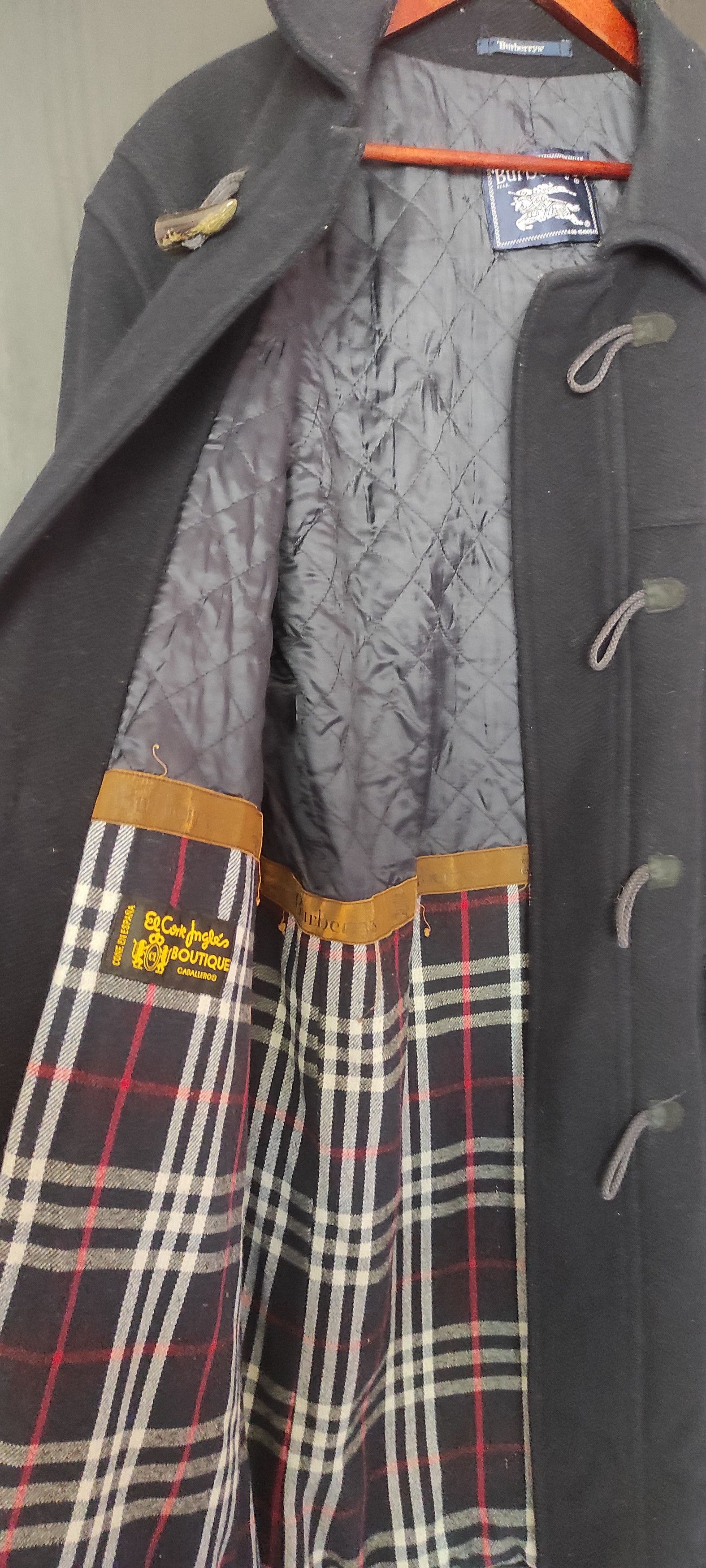 Burberry × Vintage Burberrys Mens Nova Check Wool Duffle Coat Made In Spain Size US L / EU 52-54 / 3 - 10 Thumbnail