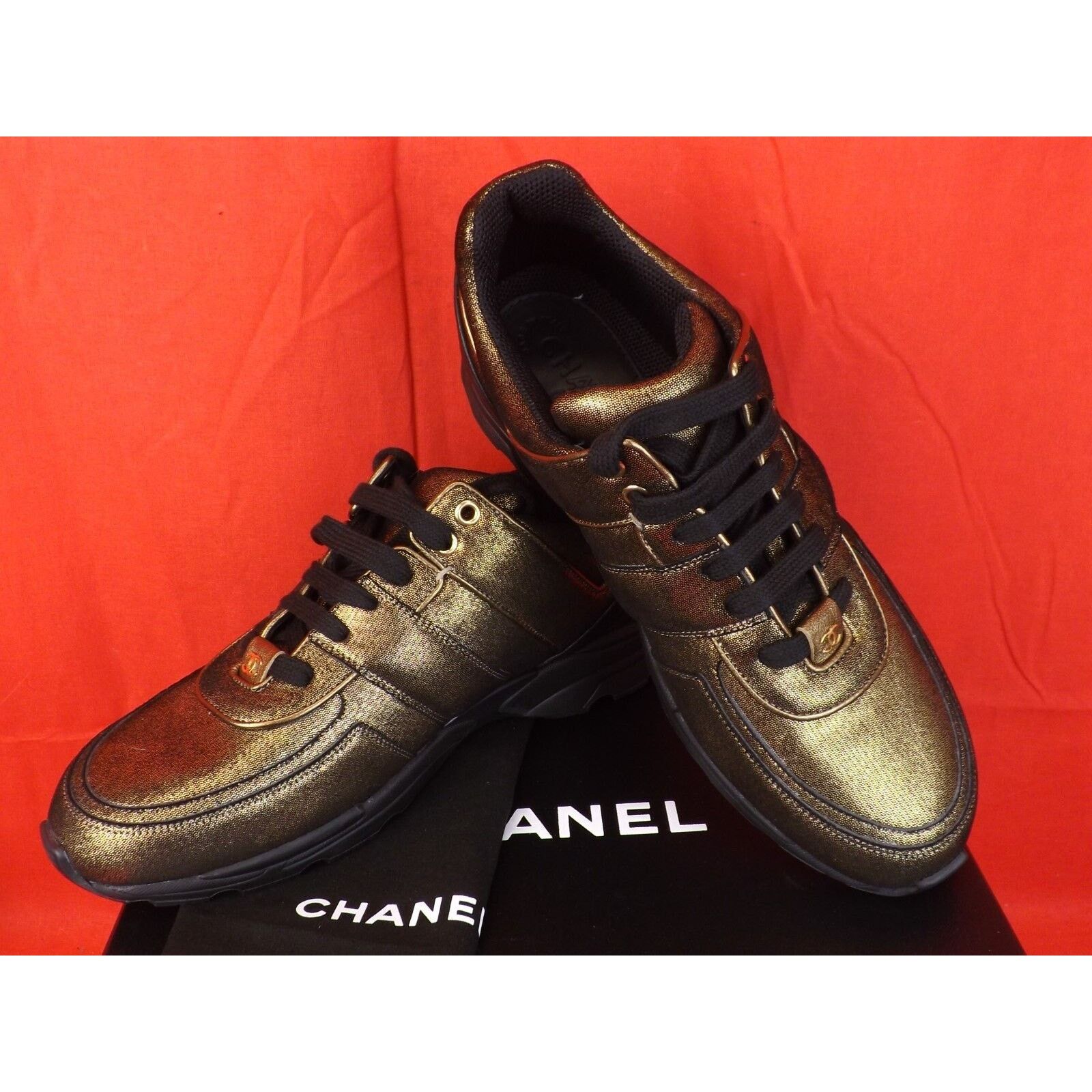 Chanel G31711 GOLDEN BROWN FABRIC LEATHER LOGO G31711 SNEAKERS 41 Size US 11 / IT 41 - 3 Thumbnail