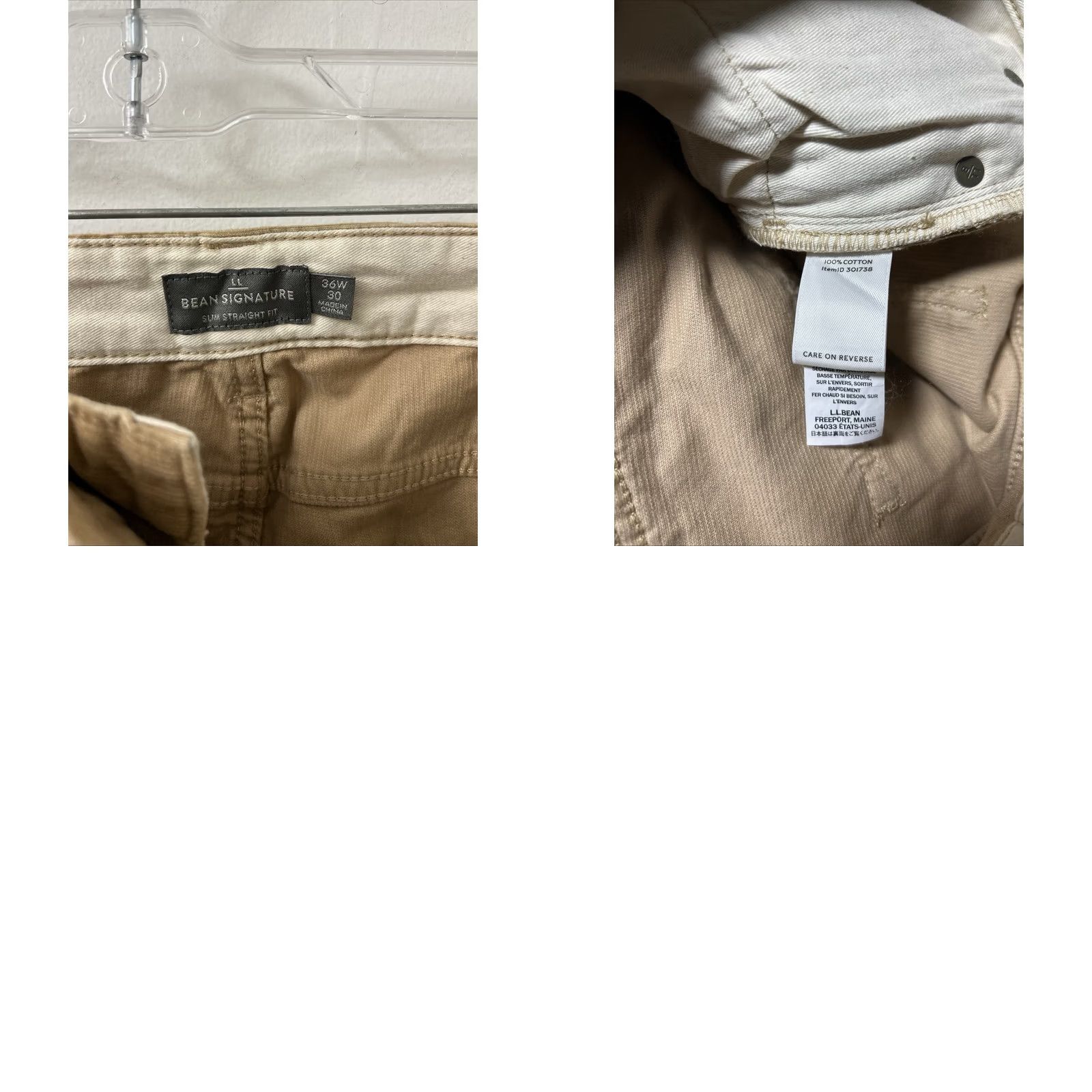 Vintage LL Bean Signature Washed Corduroy Pants Mens 36x30 Tan Slim Straight NWT 5-Pocket Logo Chino Wool? Size US 36 / EU 52 - 9 Thumbnail