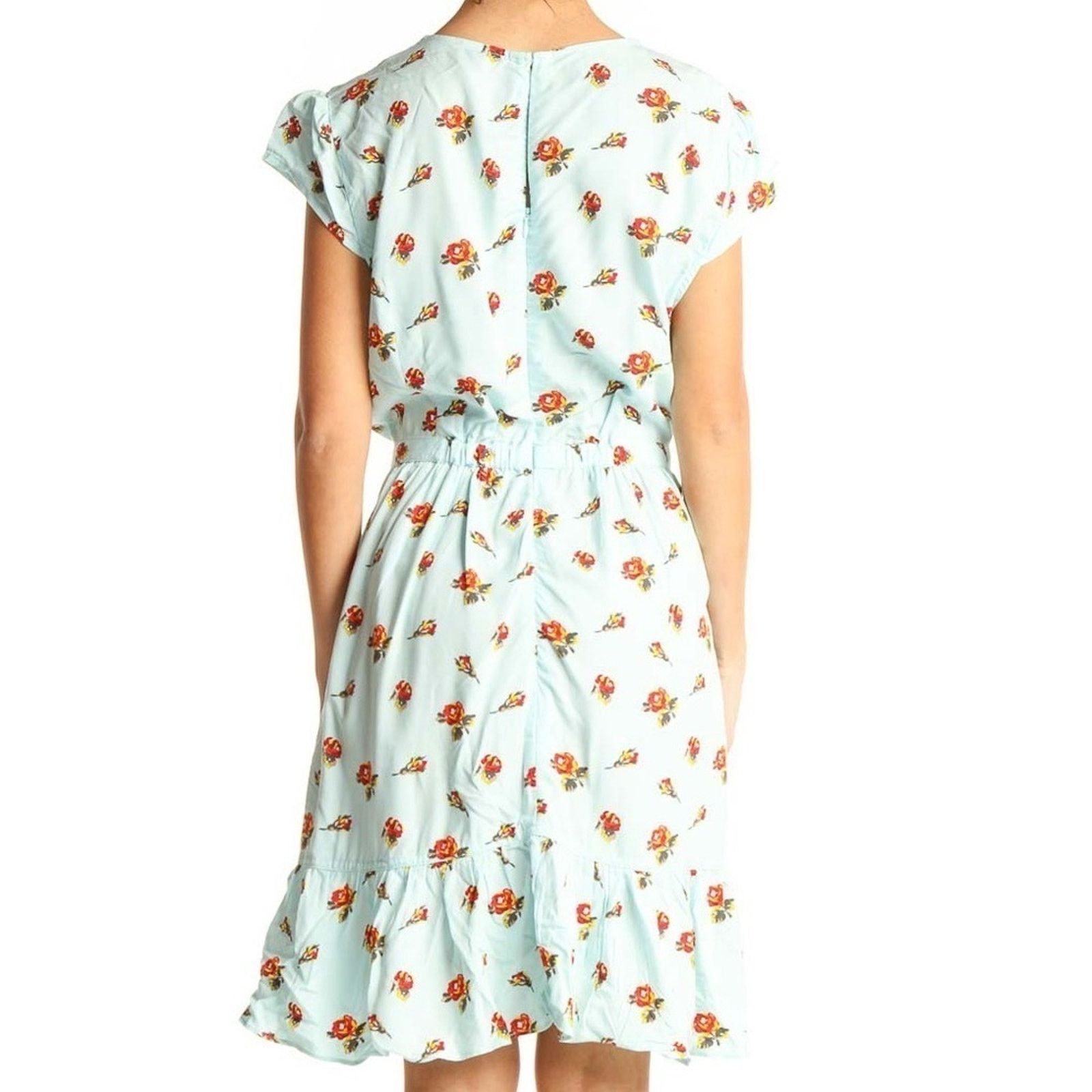 J.Crew Blue Floral Print Fit & Flare Dress Size XS / US 0-2 / IT 36-38 - 3 Thumbnail