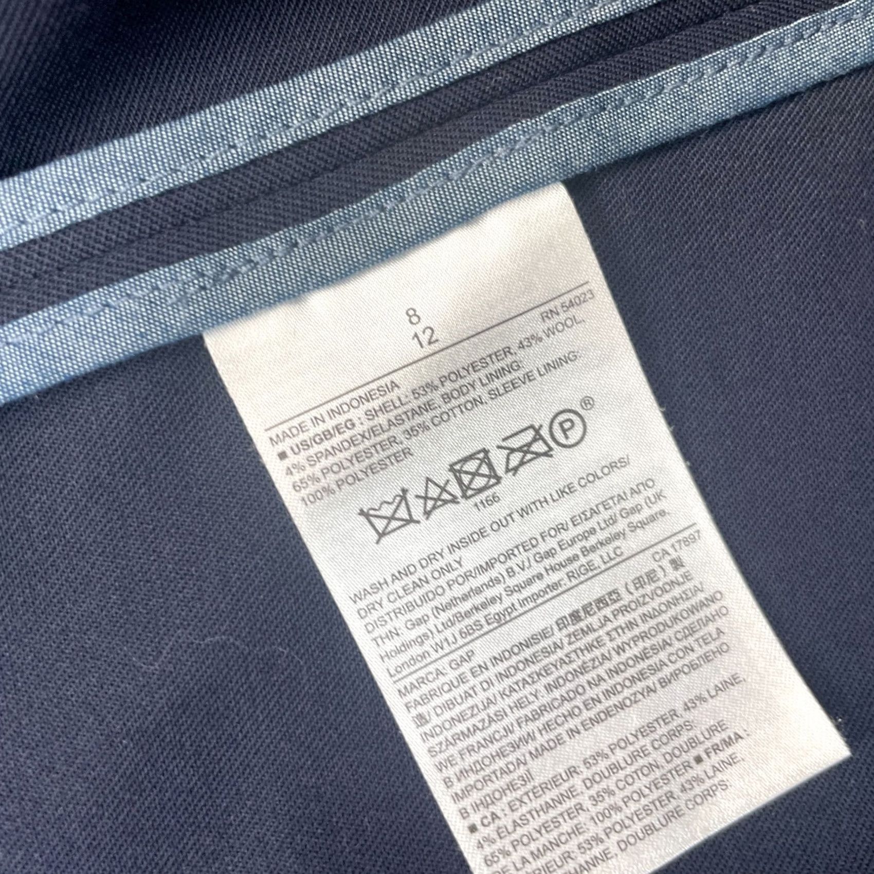 Gap Gap Blazer Jacket Womens 8 Blue Wool Blend Short Sleeve Button Office Dressy Casual Formal Size M / US 6-8 / IT 42-44 - 5 Thumbnail