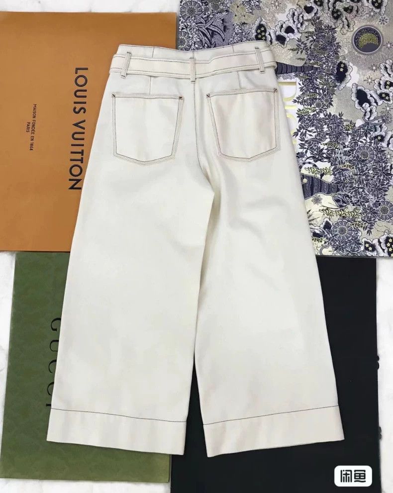 Loro Piana LORO PIANA White wide leg pants with a white sash Size 26" / US 2 / IT 38 - 2 Thumbnail