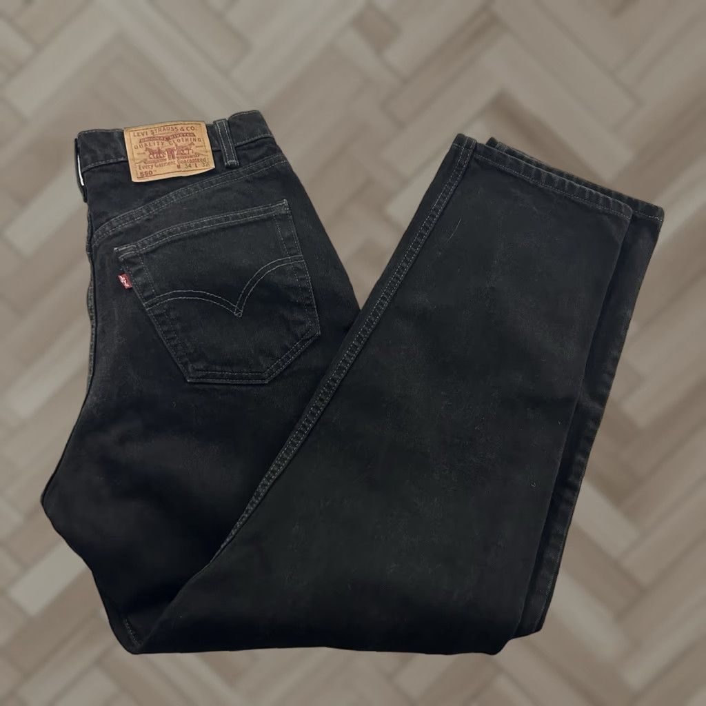 Levi's VINTAGE Levi's 550 Jeans Men's 34x32 Black Denim 5-Pocket Relaxed Slim Tapered 90s Levis 500 Series Mens Size US 34 / EU 50 - 1 Thumbnail