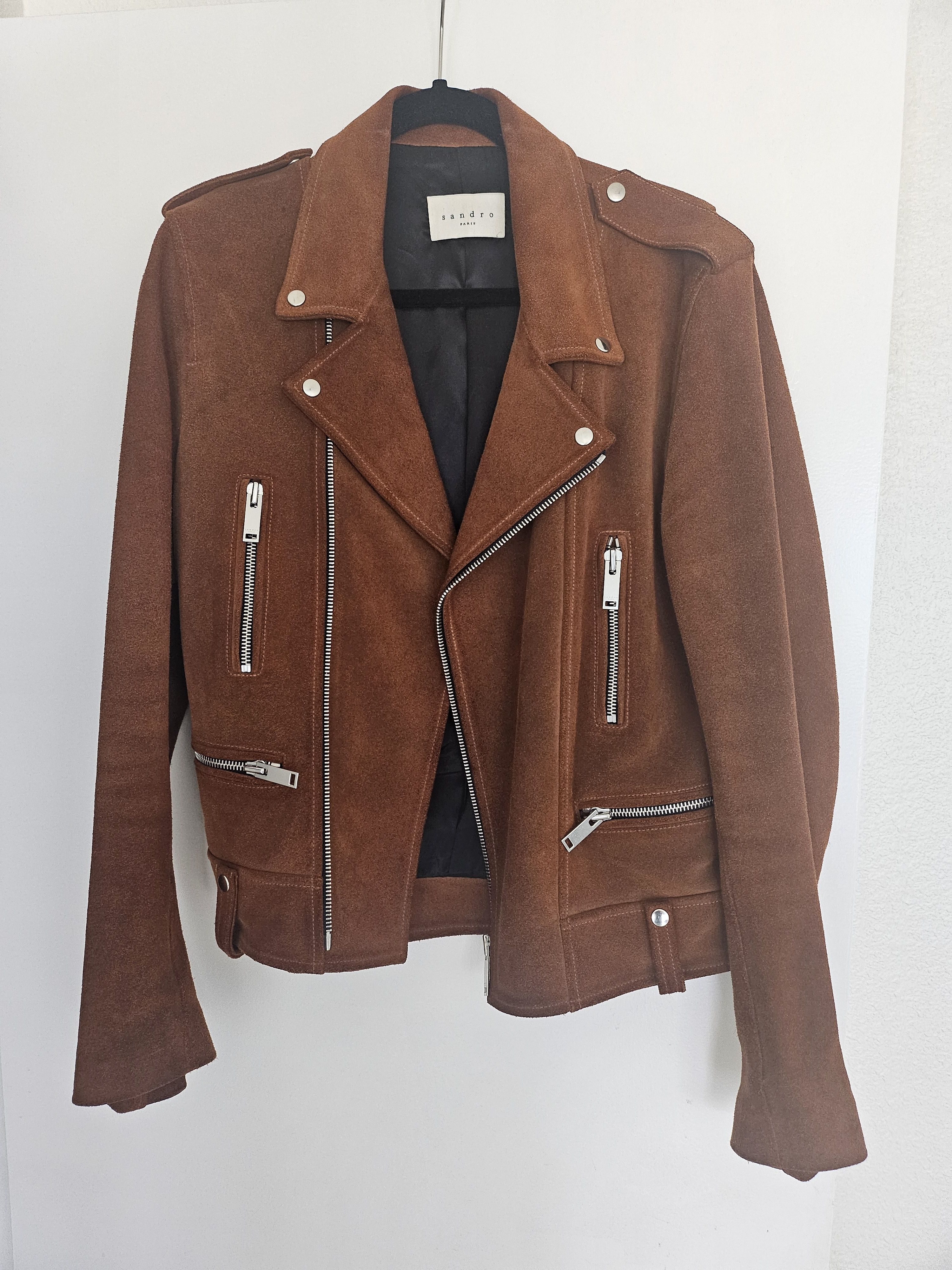 Sandro suede leather jacket men biker Medium - Main Image