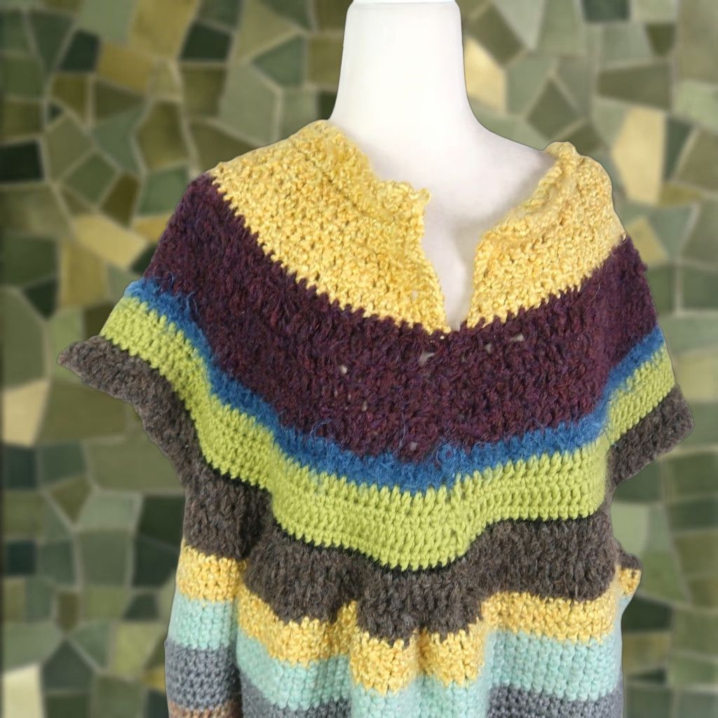 Vintage VINTAGE Yellow Green Brown Stripe Crochet Knit Sweater Dress XL Size XL / US 12-14 / IT 48-50 - 1 Thumbnail