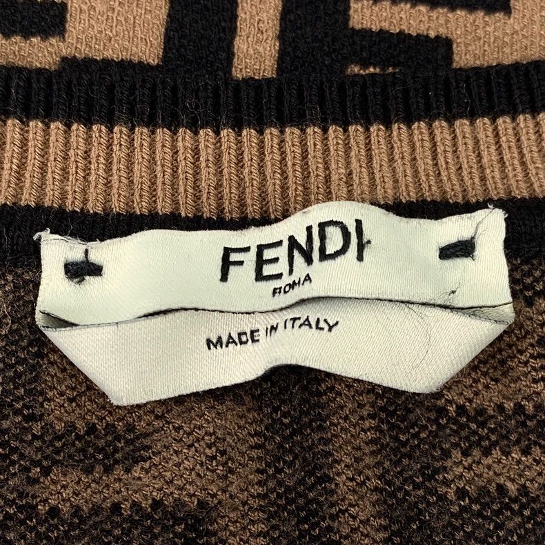 Fendi FENDI Brown logo letter full-print crewneck long-sleeve kn Size 4XL / US 24-26 - 5 Thumbnail