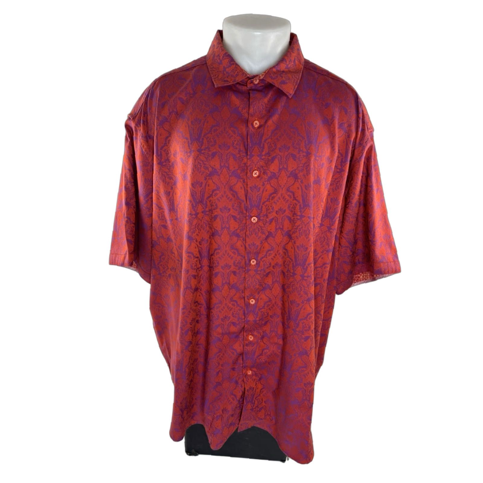 Robert Graham Robert Graham Paisley Floral Print Mens 3XL Shirt Colorful Red Short Sleeve Button-Up EXCELLENT Size US XXL / EU 58 / 5 - 1 Thumbnail
