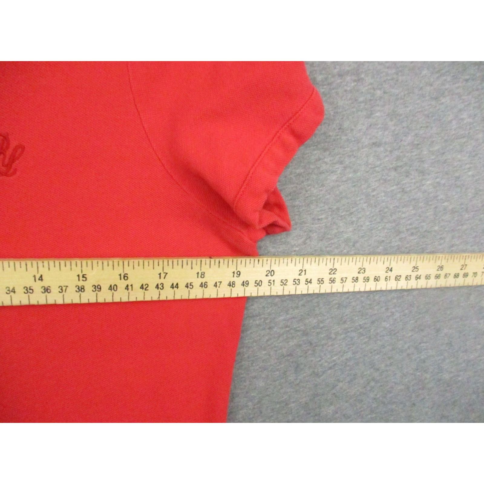 Polo Ralph Lauren Ralph Lauren Polo Blouse Large Womens Cotton Ruffle Button Short Sleeve Pink Red Vintage Monogram RL Shirt Size L / US 10 / IT 46 - 6 Thumbnail