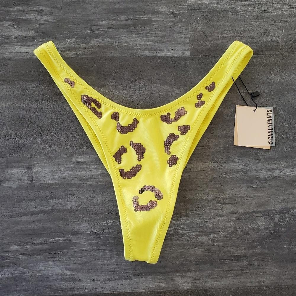 Designer Yellow Black CandyPants Animal Bikini Set Size ONE SIZE - 3 Thumbnail