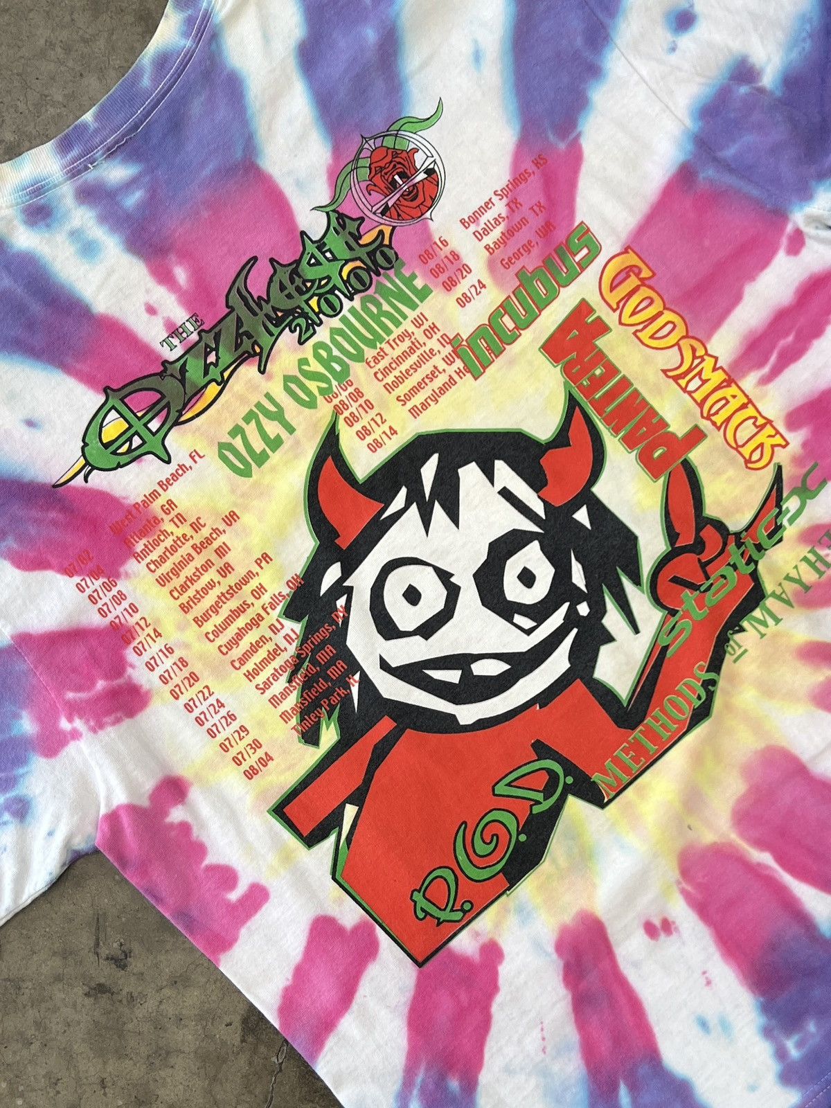 Band Tees Vintage 2000 Ozzfest Ozzy Osbourne Pantera Tie Dye Tee XL Size US XL / EU 56 / 4 - 1 Thumbnail