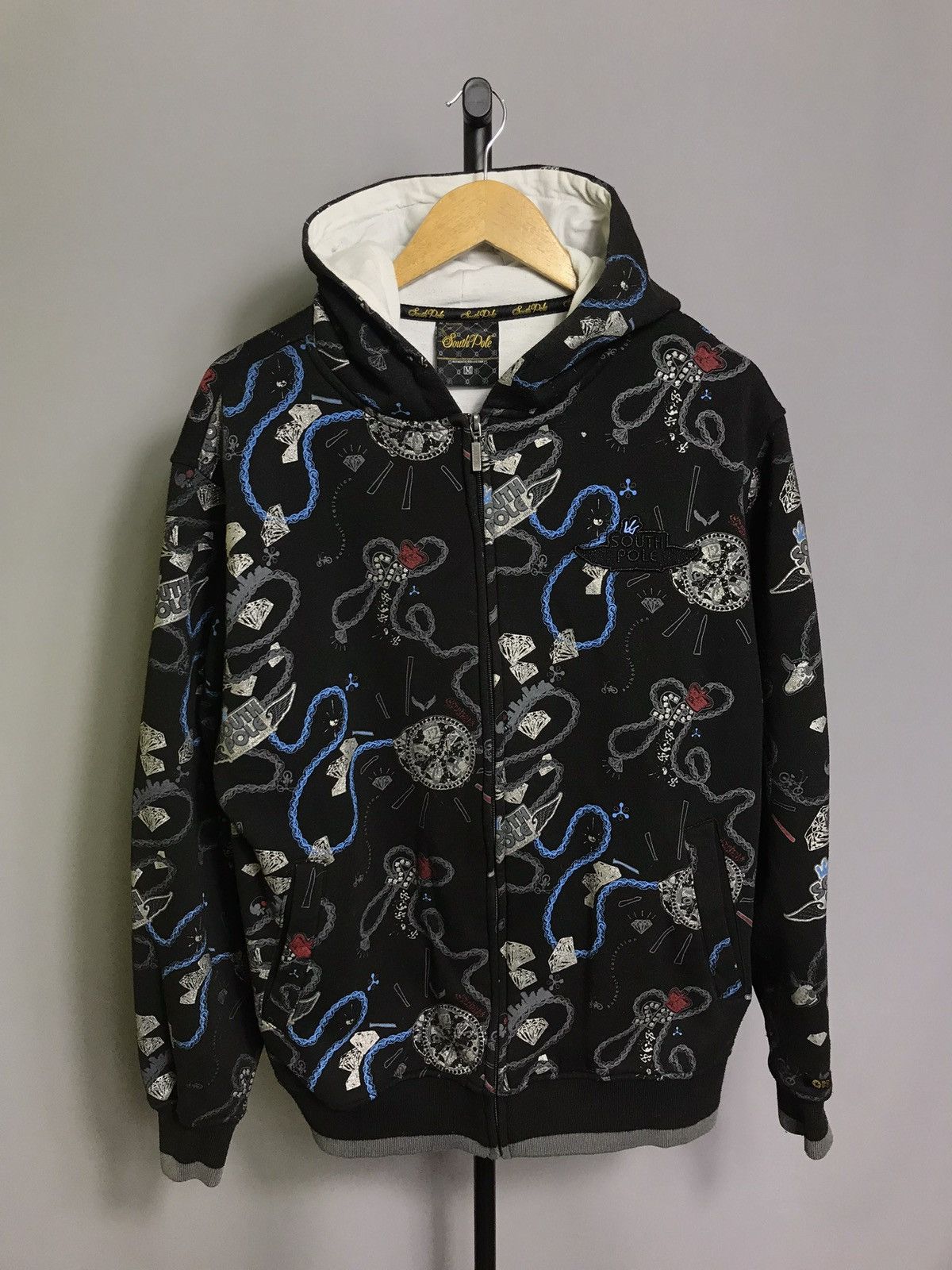 Southpole Vintage Y2K SouthPole Diamond Hoodie Men Full Zip Sweatshirt Size US M / EU 48-50 / 2 - 1 Thumbnail