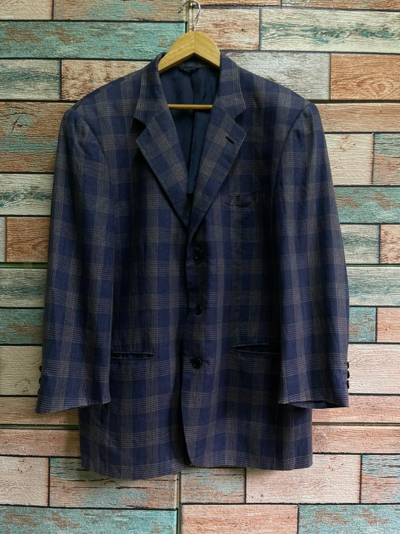 Vintage CERRUTI 1801 Pure Linen Plaid Blazer Made in Italy