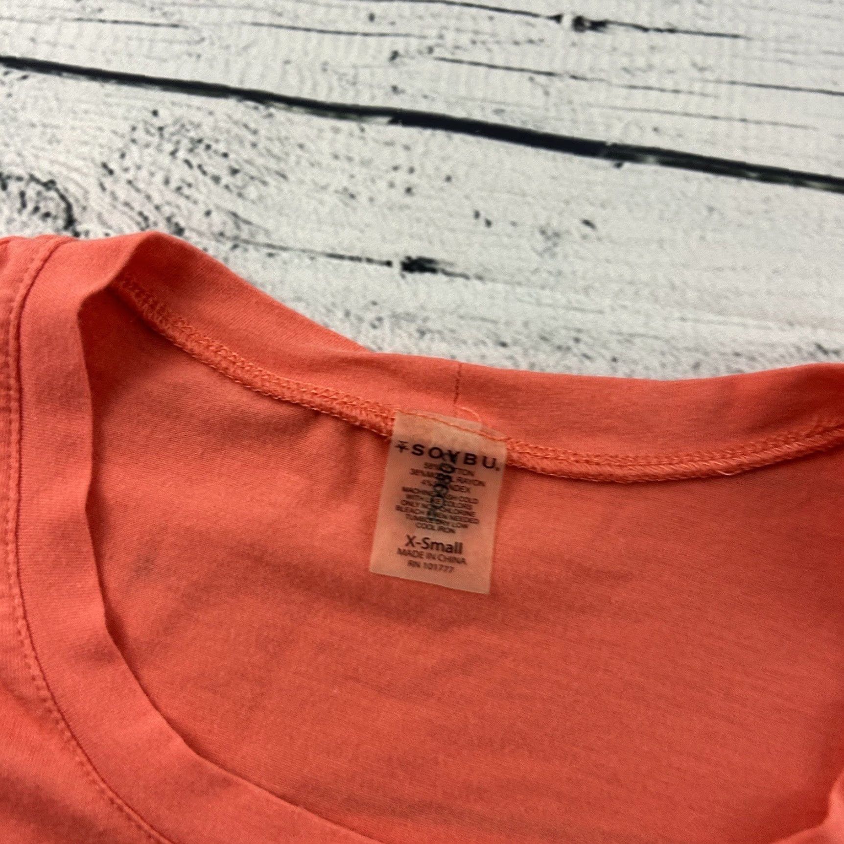 Vintage Soybu Short Sleeve T-Shirt Women's XS Salmon Peach Shirt Womens XS Orange Solid Activewear Size XS / US 0-2 / IT 36-38 - 2 Thumbnail