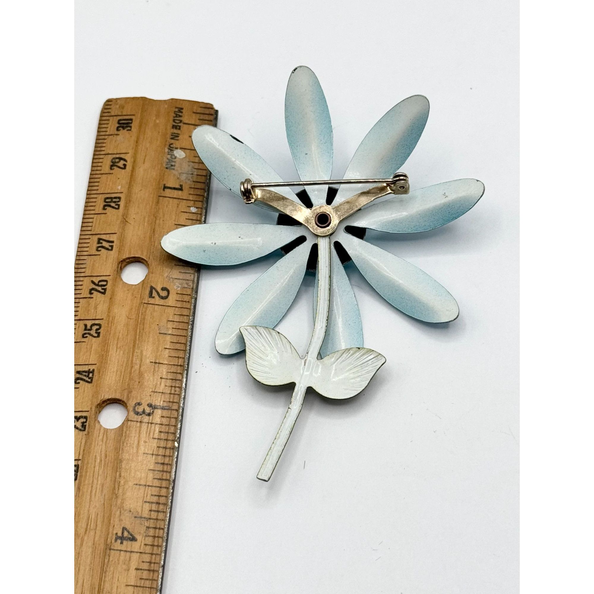 Vintage Vintage blue enamel flower brooch pin Size ONE SIZE - 4 Thumbnail