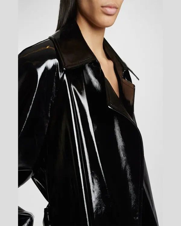 Saint Laurent Paris o1tp1o1224 Trench Coat In Viny in Nero Size XS / US 0-2 / IT 36-38 - 5 Thumbnail