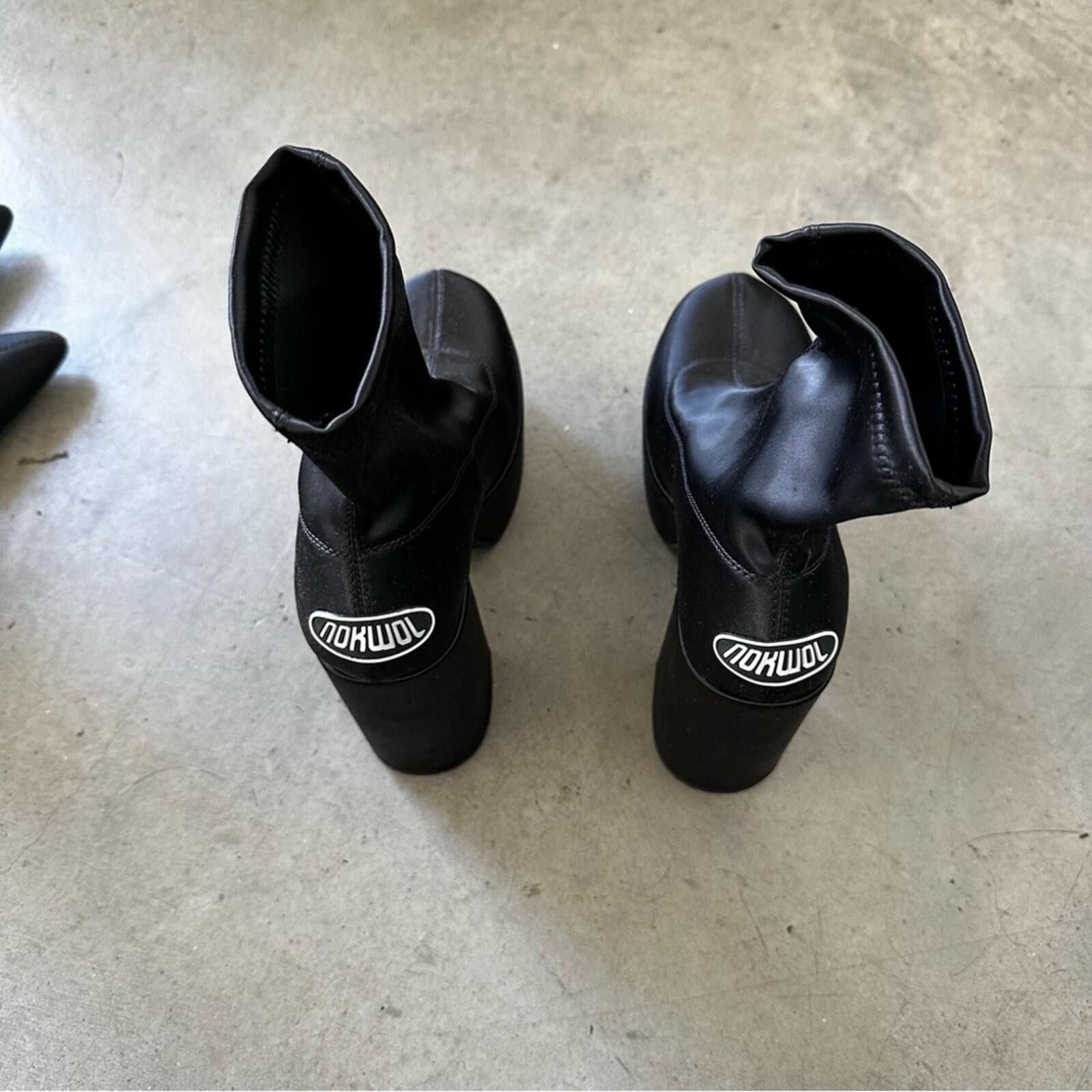 Other NOKWOL / Ellie platform ankle boots in satin / black Size US 7 / IT 37 - 5 Thumbnail