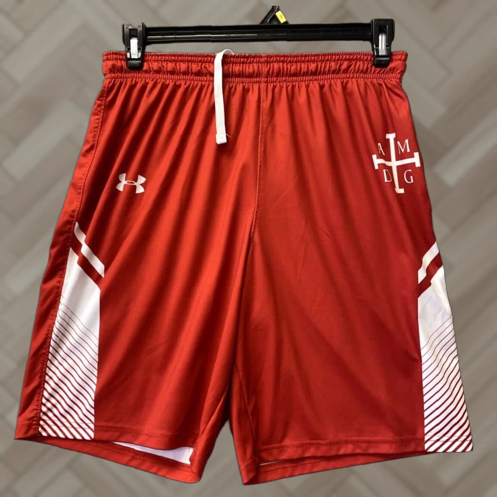 Under Armour Under Armour Shorts Teen Large Red Basketball Running Gym Work Out - 11452, Elastic Waist, Pockets, Tie, Regular Fit Size US 33 - 1 Thumbnail