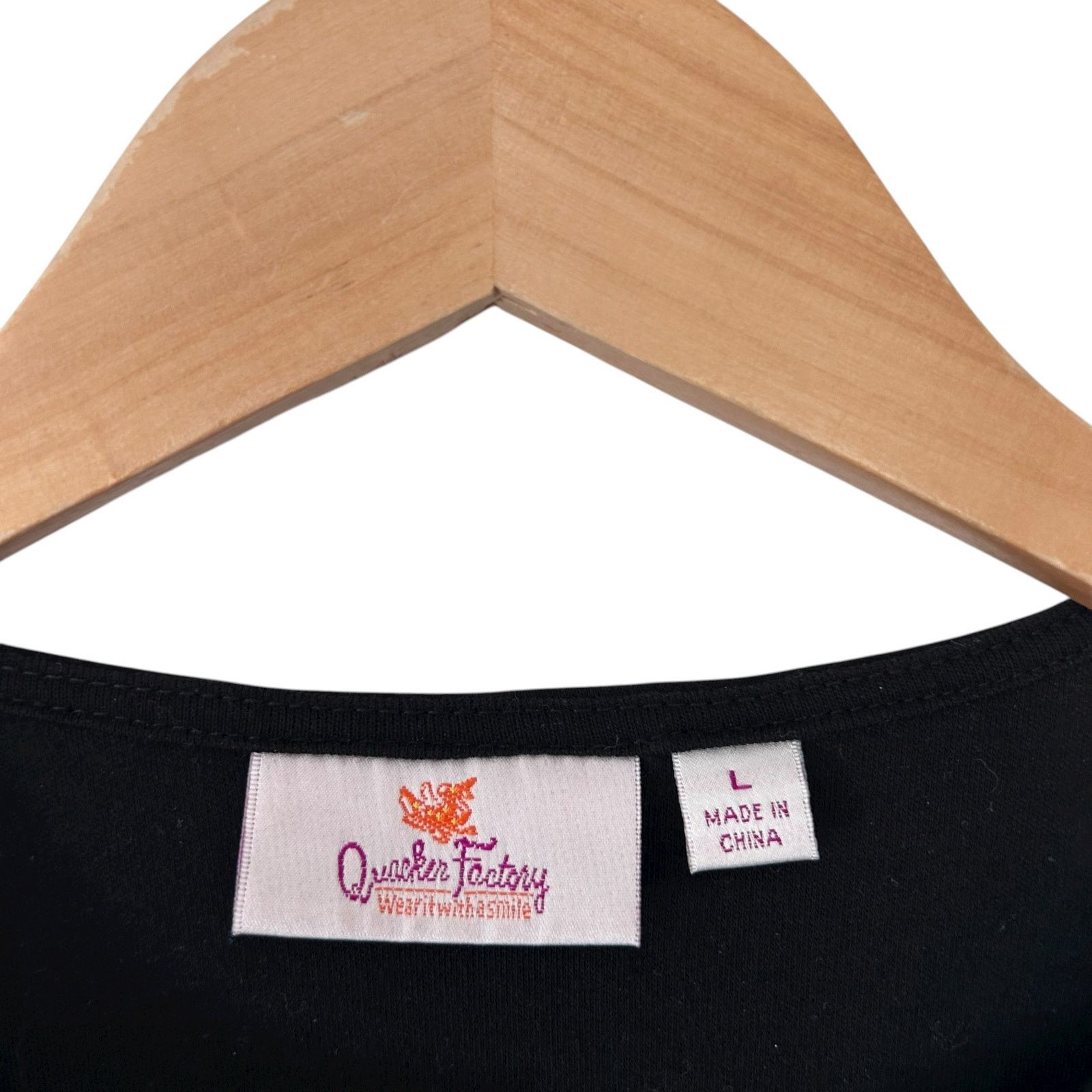 Other Quacker Factory Black Blue Embroidered Split Neck Shirt Sz L Size L / US 10 / IT 46 - 3 Thumbnail