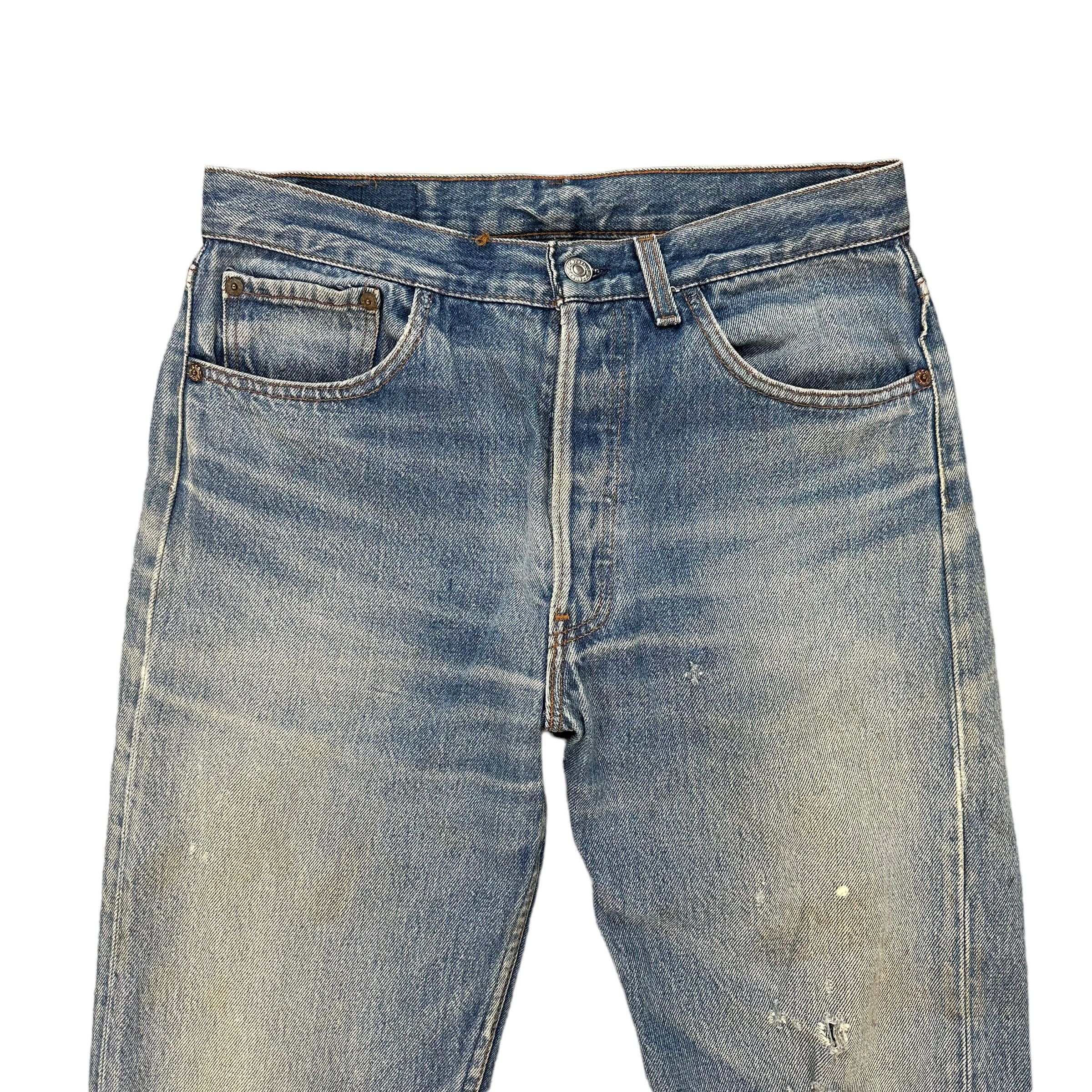 Levi's Vintage Clothing TRASHED🔥 LEVIS 501 FLY BUTTON DISTRESS DENIM PANT #8098-203 Size US 31 - 2 Thumbnail