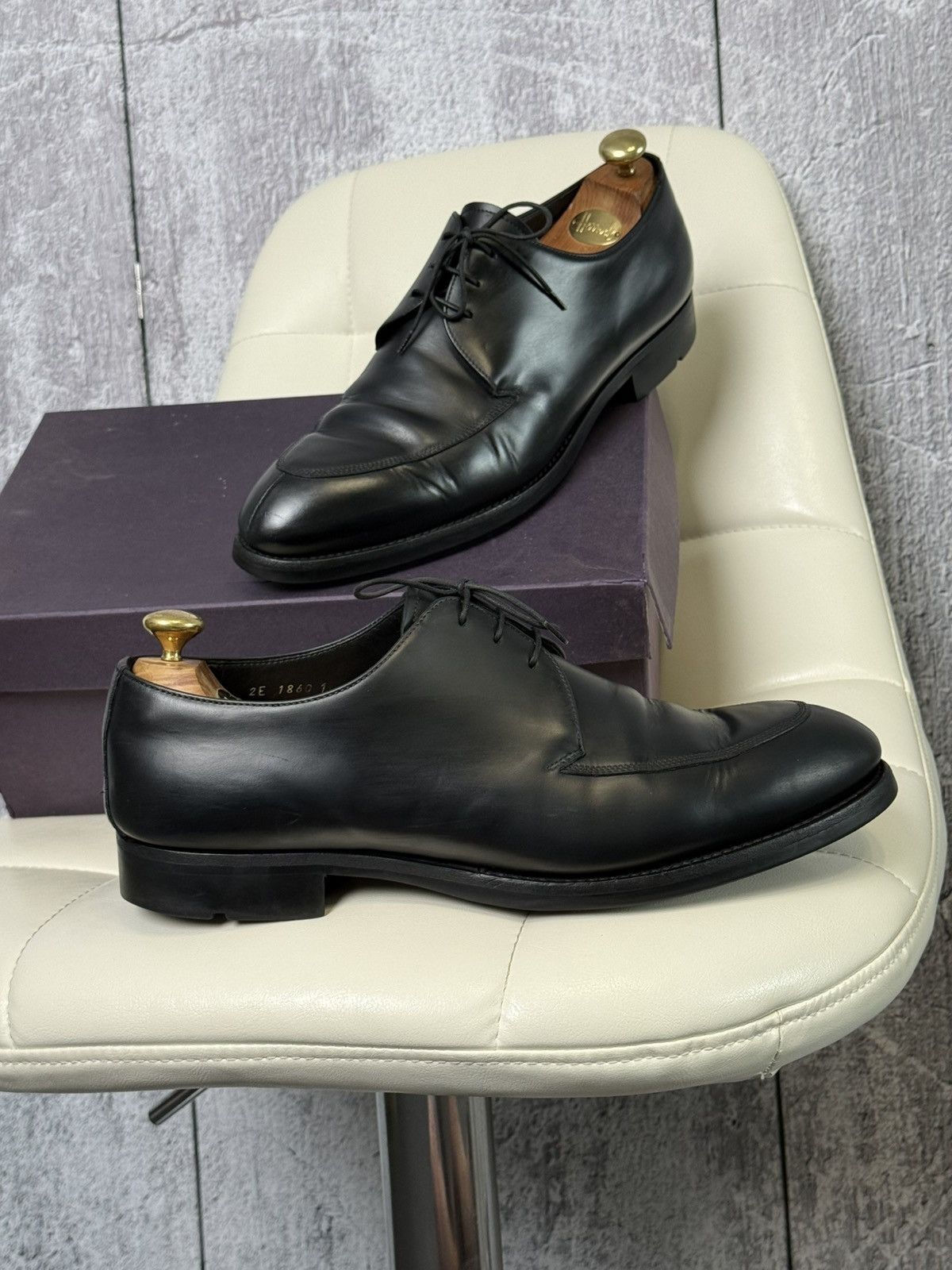 Prada Prada Black Leather Apron Toe Derby Men’s Dress Shoes Italy Size US 11 / EU 44 - 9 Thumbnail