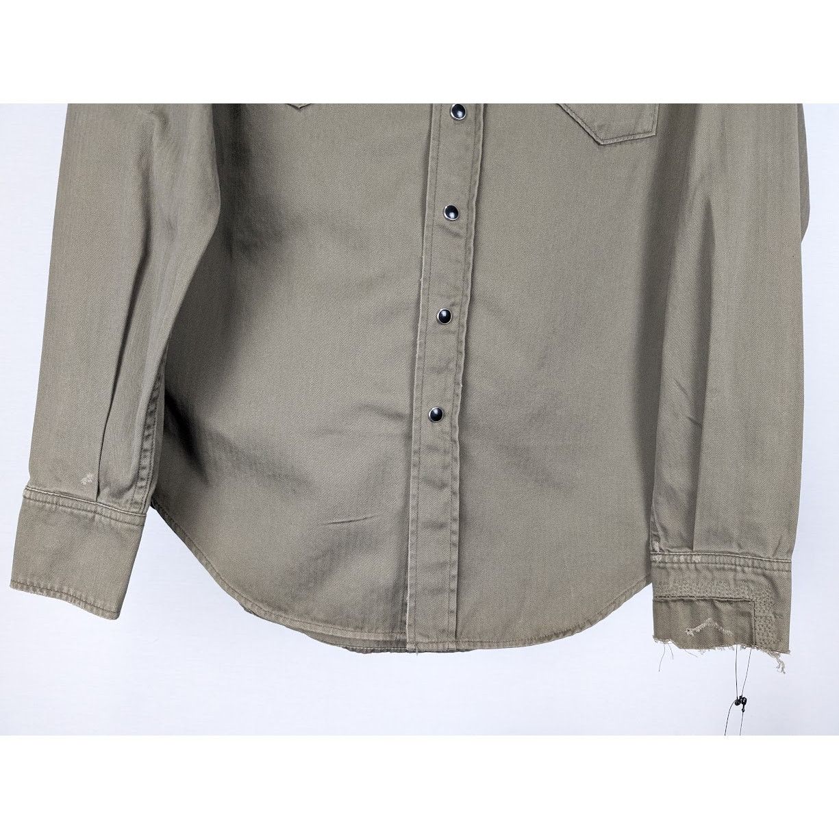Saint Laurent Paris o1rshd1 Classic Western Shirt in Khaki Stonewash Size US M / EU 48-50 / 2 - 5 Thumbnail