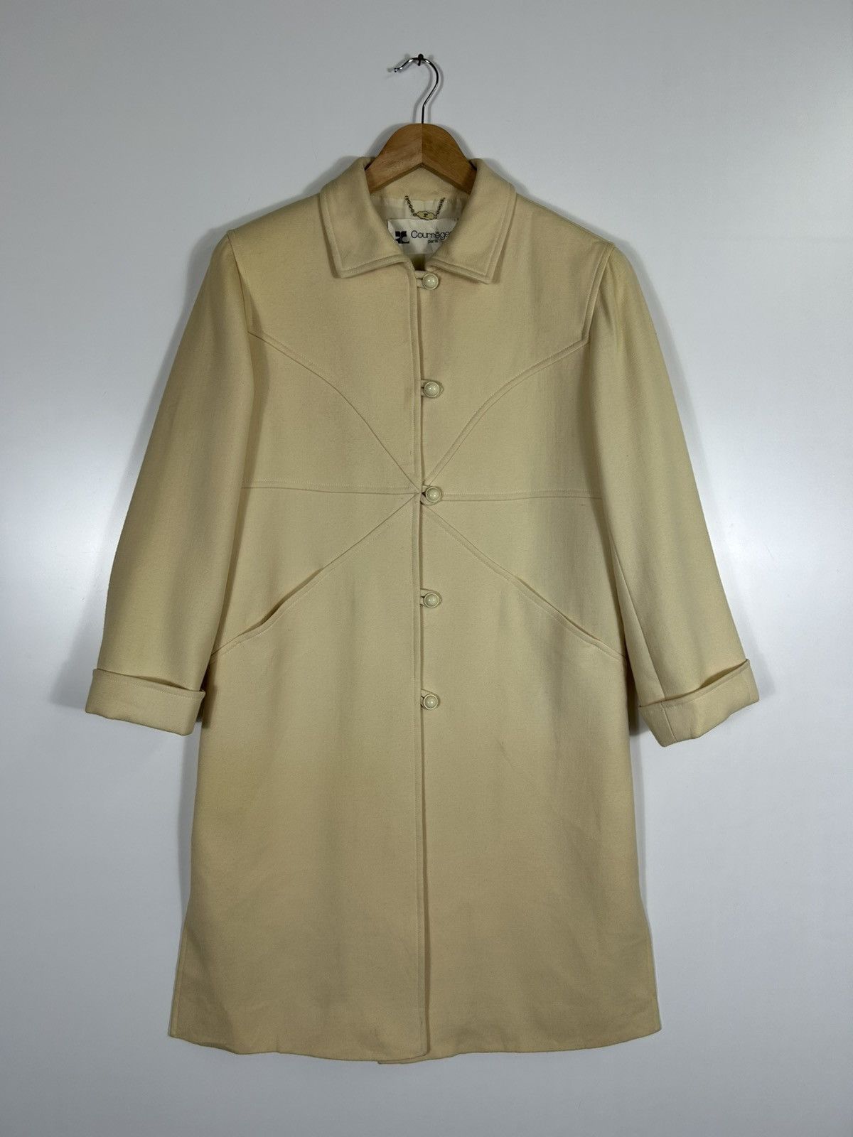 Courreges ⚡️Vintage Courreges Paris Wool Button Long Coat Jacket Size S / US 4 / IT 40 - 1 Thumbnail