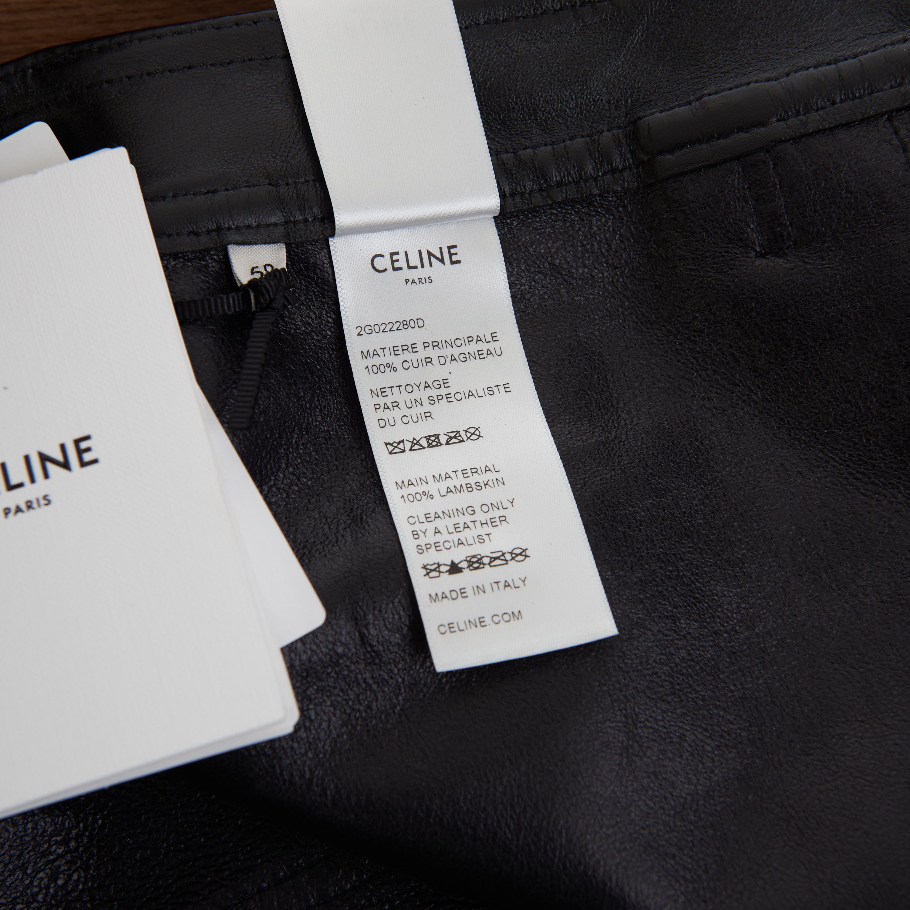 Celine Slim Jeans In Soft Black Lambskin Leather Size US 34 / EU 50 - 5 Thumbnail