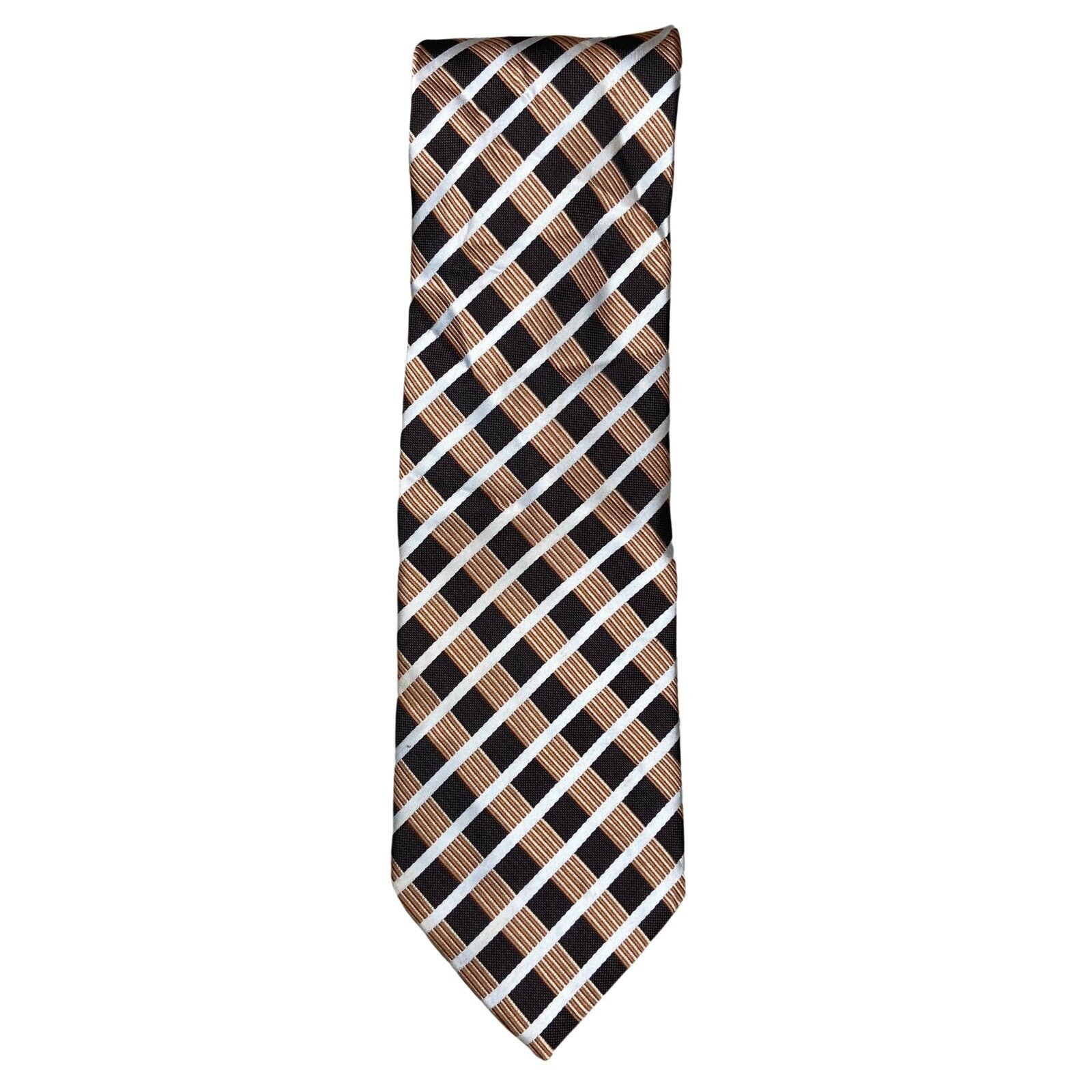 Covington Covington Mens Necktie Black Brown White Striped 60x3.5 Size ONE SIZE - 3 Thumbnail