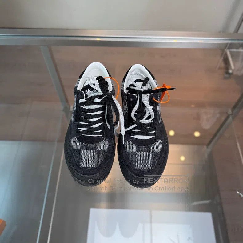 Louis Vuitton Louis Vuitton Ollie Black and Grey Checkerboard Shoes Size US 4 / IT 34 - 6 Thumbnail
