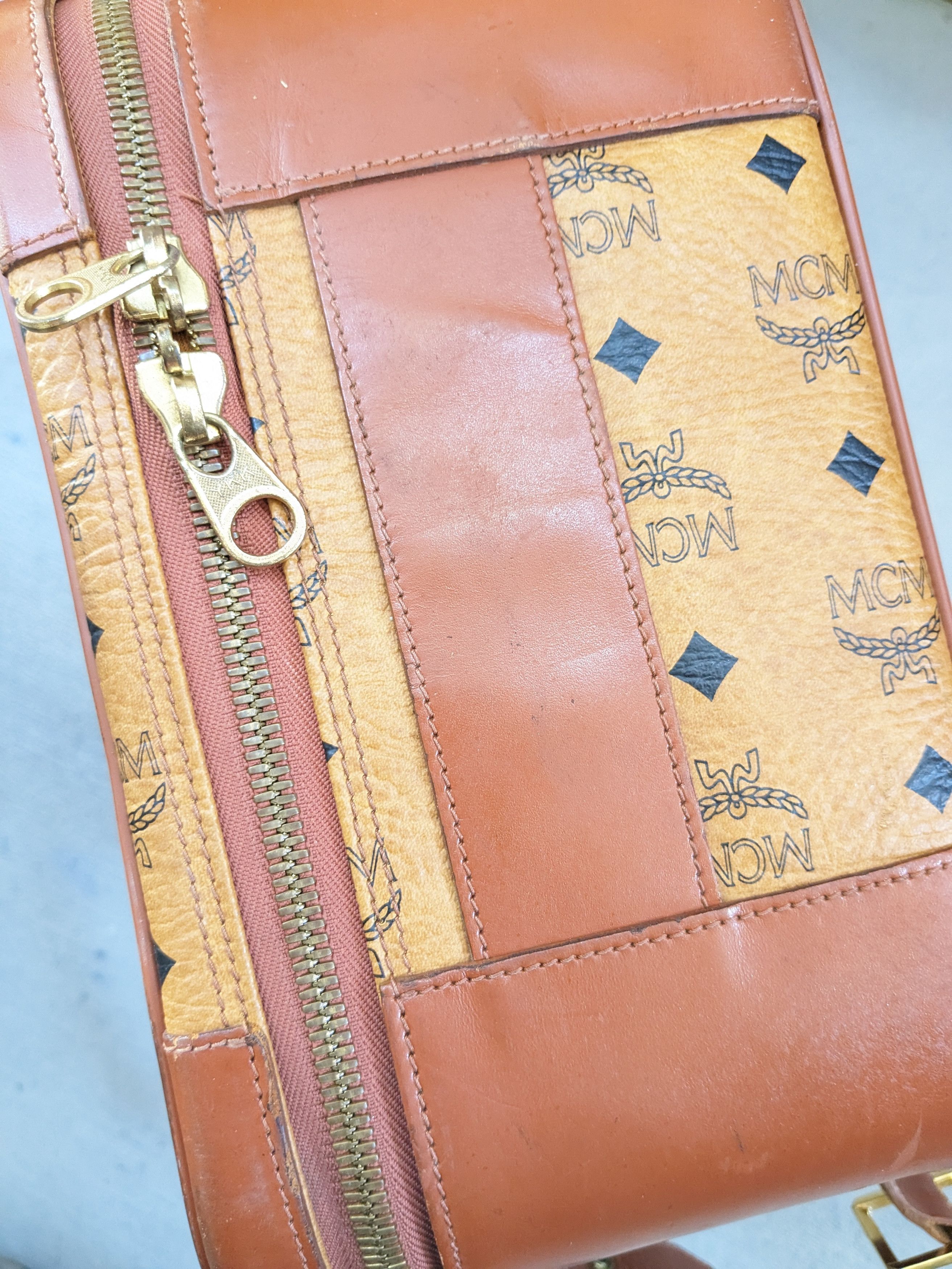 MCM MCM Travel Bag Brown Leather Monogram Cognac Vintage Size ONE SIZE - 13 Thumbnail