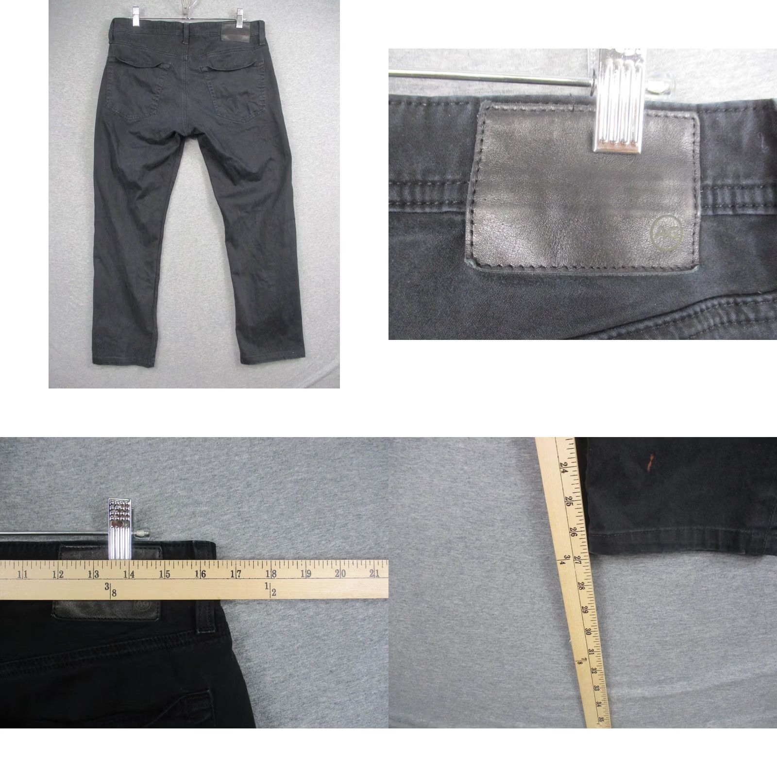 Vintage AG Adriano Goldschmied The Tellis Pants Mens 32x34 Black Slim Chino 5-Pocket Logo USA Modern Blokecore Size US 32 / EU 48 - 8 Thumbnail