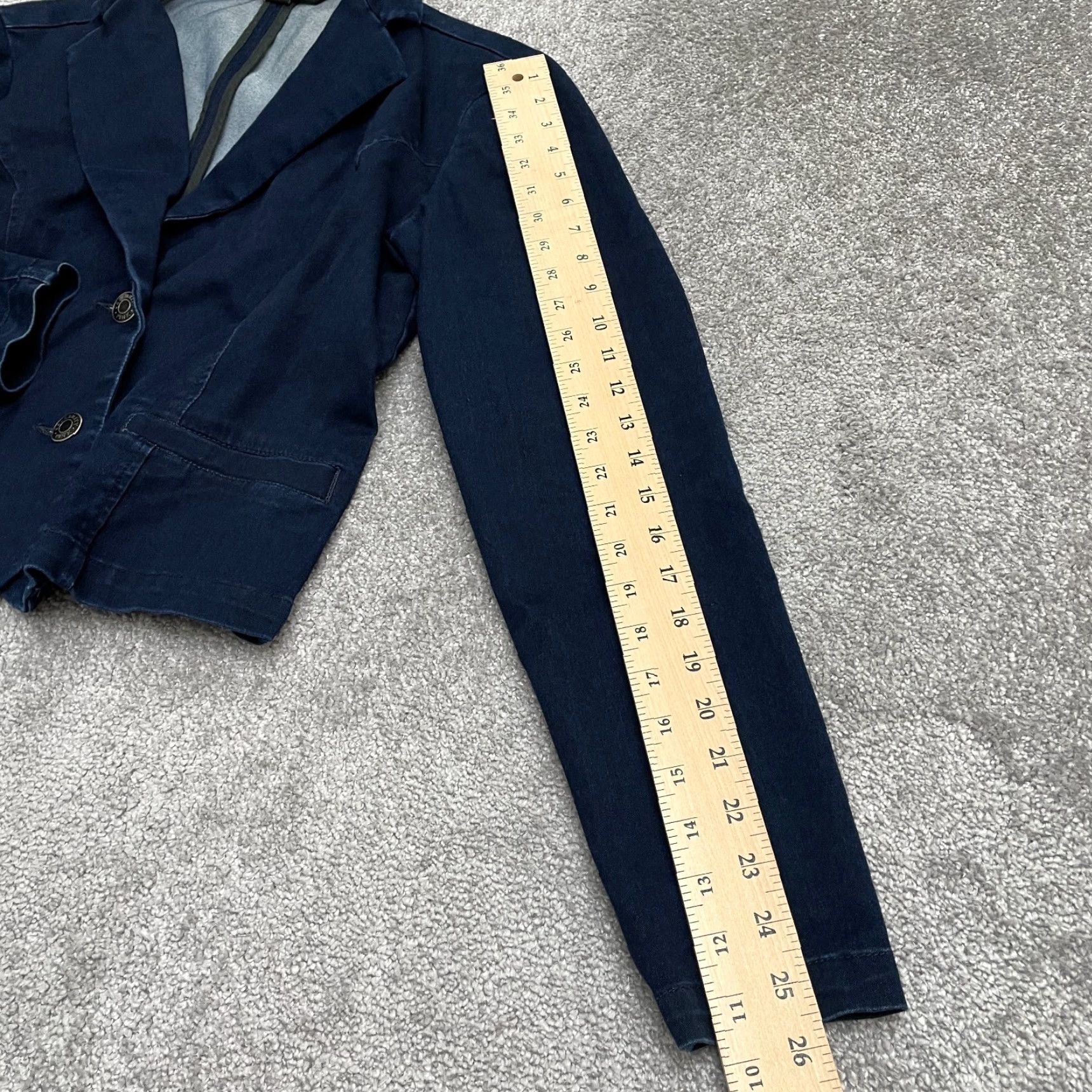Vintage Celebrity Pink Denim Jacket Juniors L Dark Blue Casual Pocket Stretch Size L / US 10 / IT 46 - 7 Thumbnail