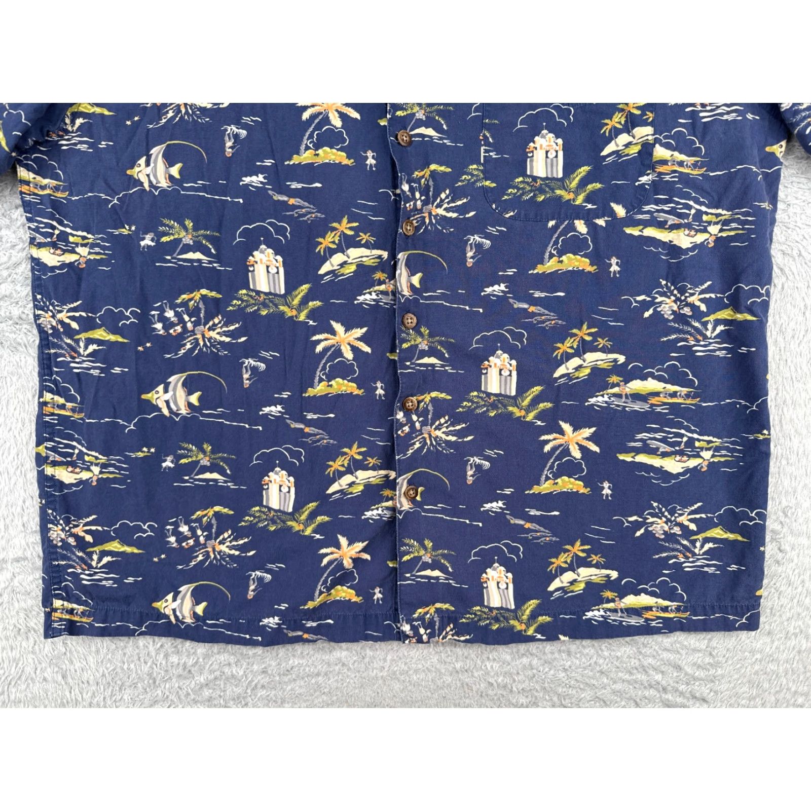 Old Navy VINTAGE Old Navy Shirt Men XL Blue Palm Surf Luau Hawaiian Cotton Button-Up Short Sleeve Reg Regular 44in Chest Mens Size US XL / EU 56 / 4 - 6 Thumbnail