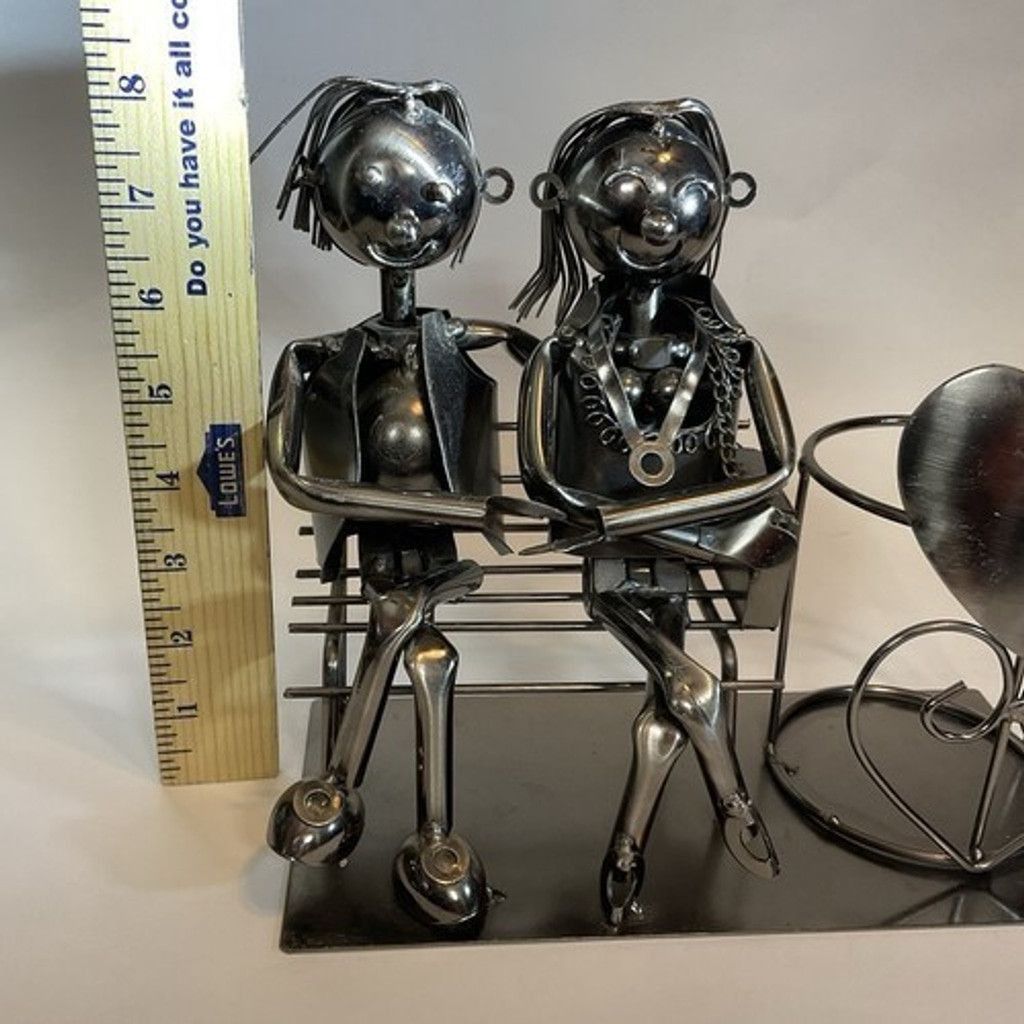 Other Statue Love Couple On The Bench Wine Bottle/Candle Holder Size ONE SIZE - 5 Thumbnail