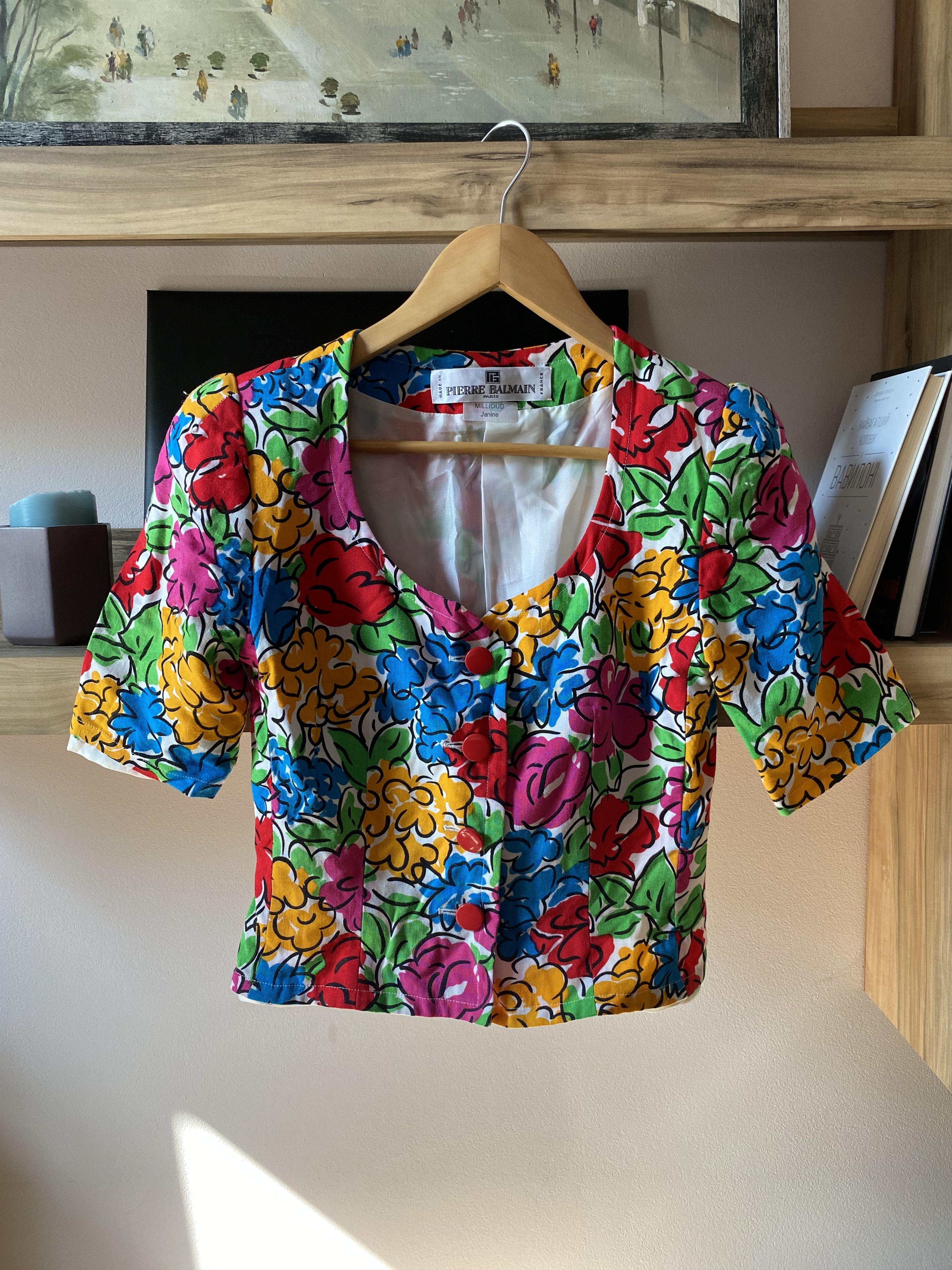 Pierre Balmain Pierre Balmain Vintage 80s Floral Cropped Blazer Size S / US 4 / IT 40 - 1 Thumbnail