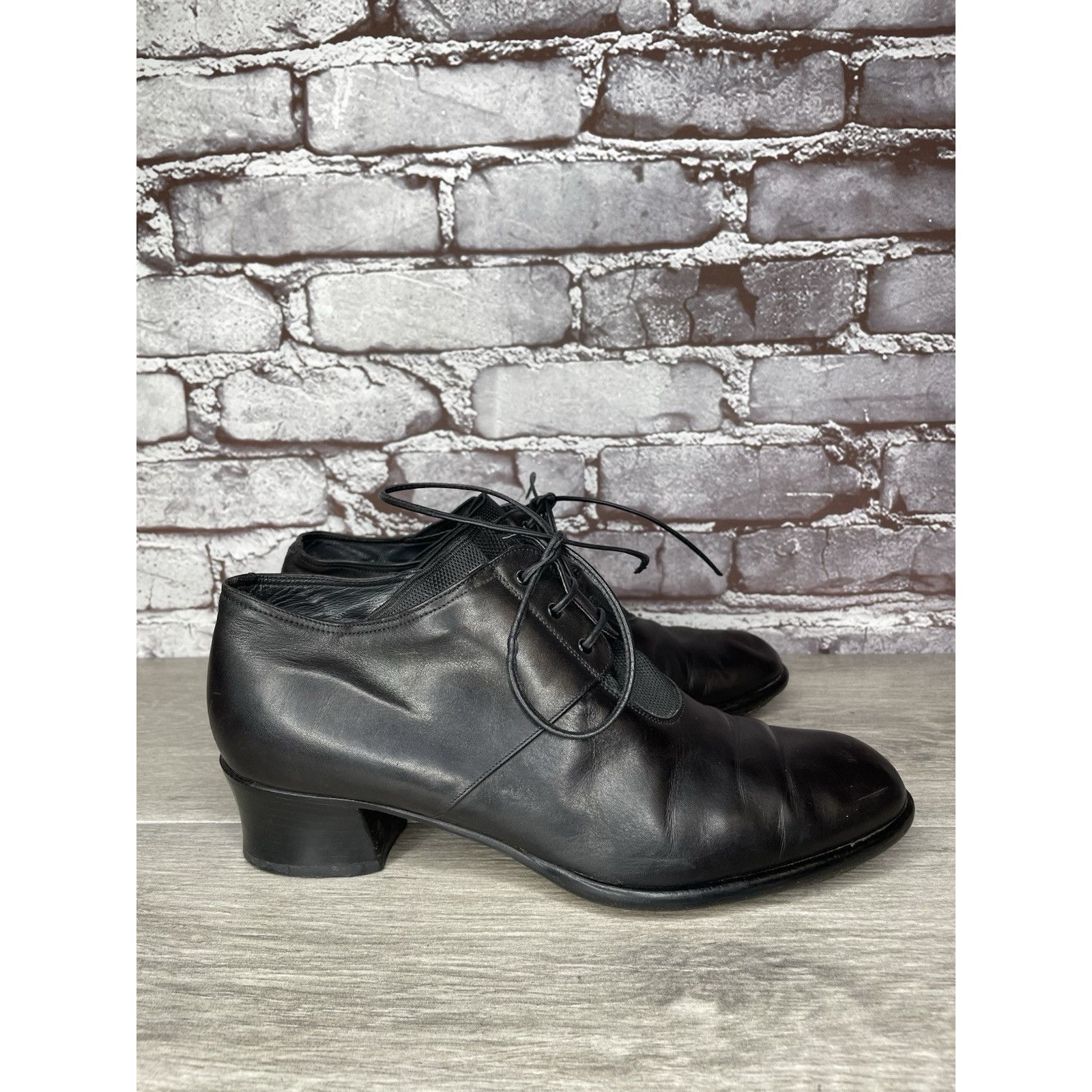 Other Donn Adriana Black Leather Lace Up Oxford Heel Shoes Women S Size US 9.5 / IT 39.5 - 15 Thumbnail