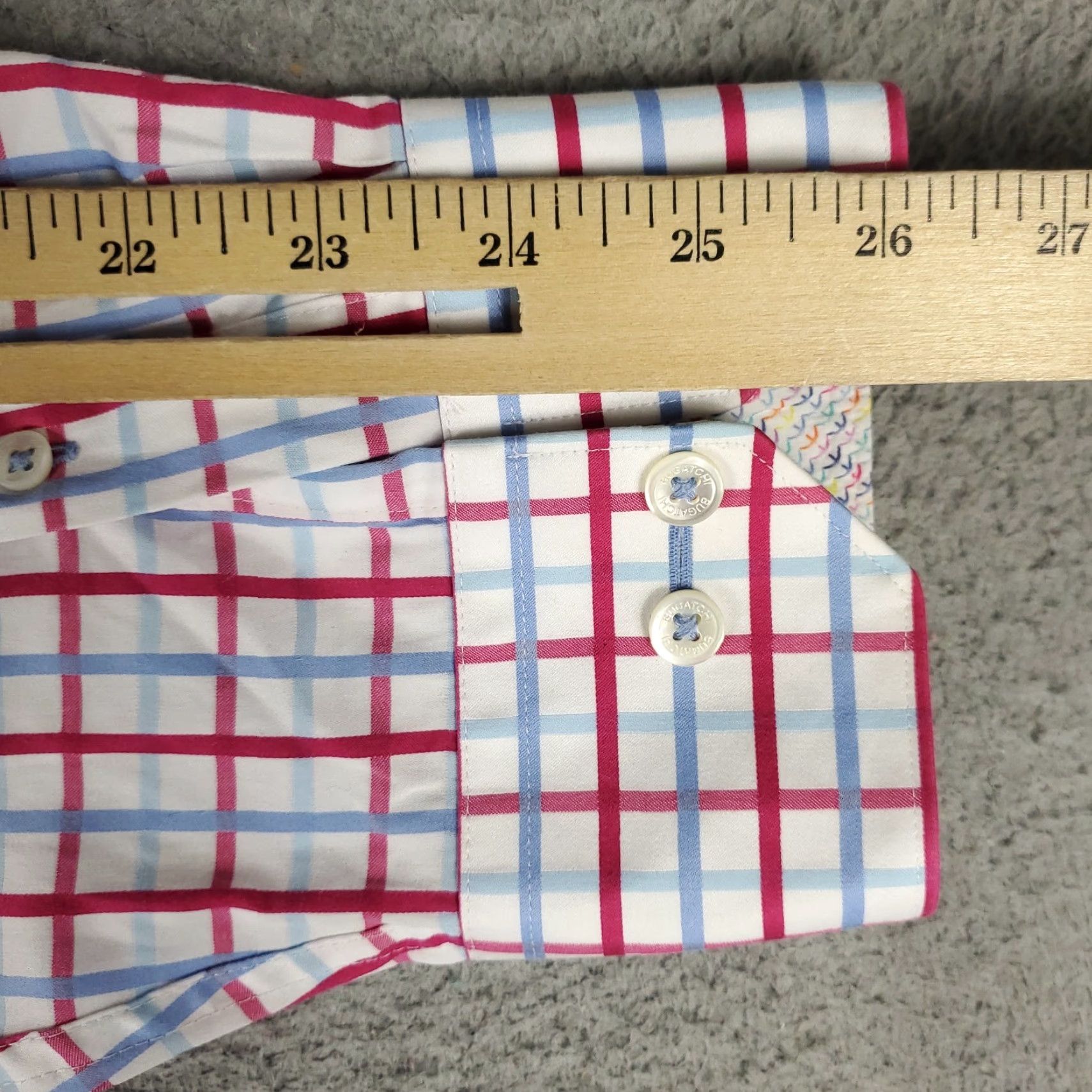 BUGATCHI Bugatchi Uomo Shirt XL Red Blue Striped Casual Button-Up Long Sleeve Mens Size US XL / EU 56 / 4 - 7 Thumbnail